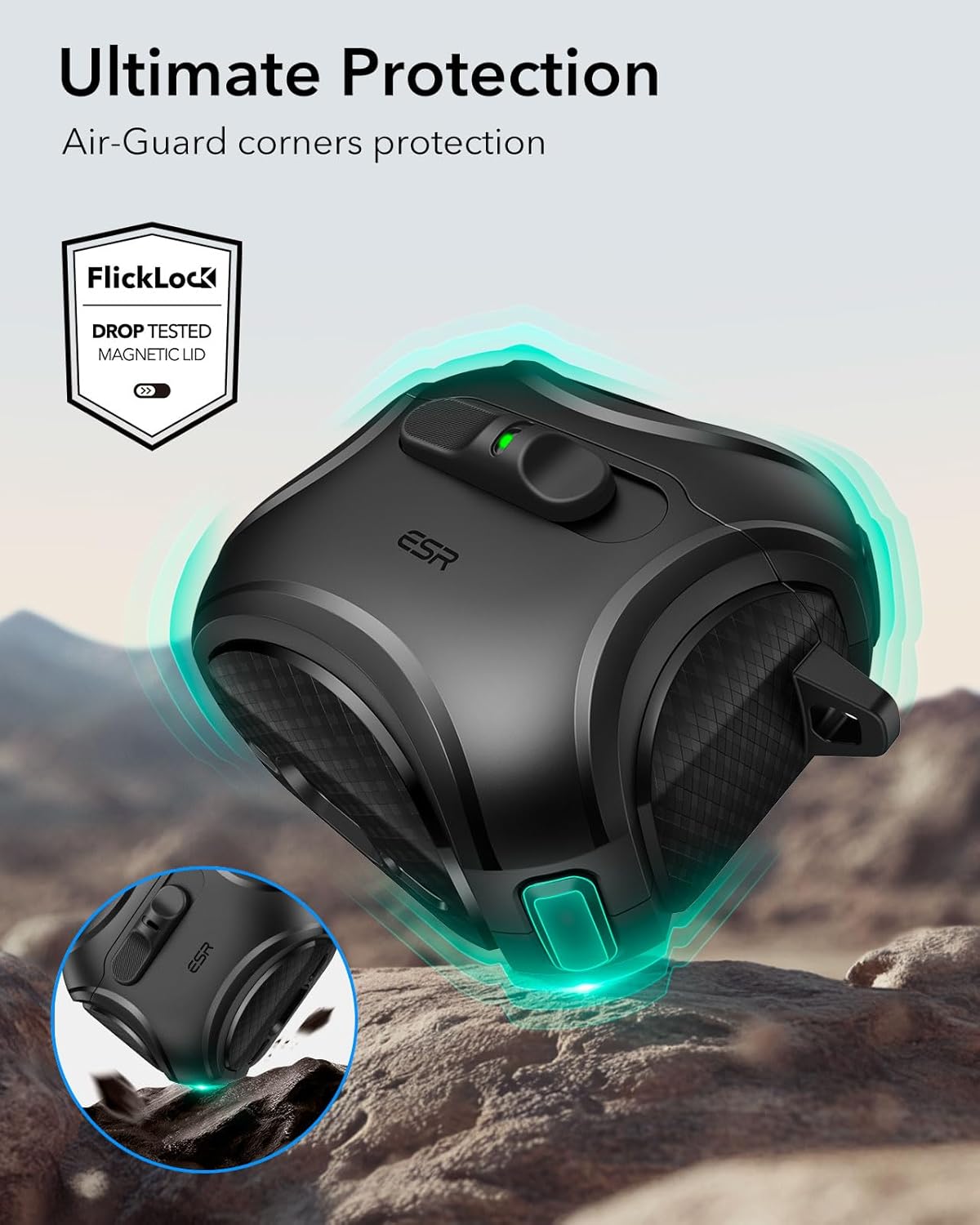 Thumbnail 6 de ESR for AirPods 4 Case (2024, USB-C) with MagSafe, Drop-Proof Lock & Slide Open (Cyber Series) — Black