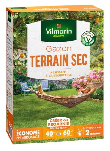 Detalle de Vilmorin Gazon Terrain Sec, Vert, 1 kg