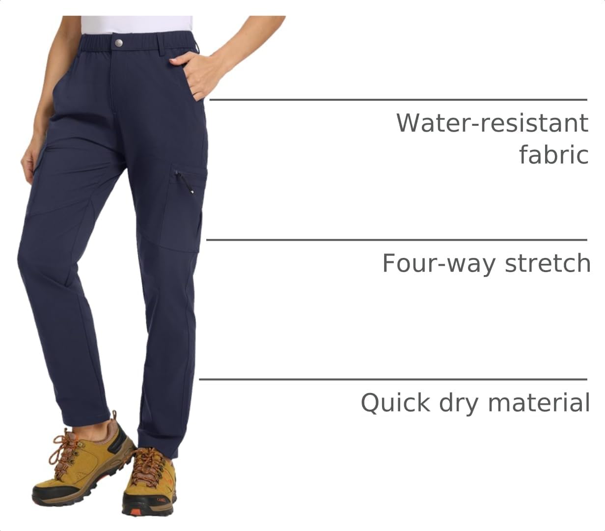Detalle 2 de TBMPOY Women's Hiking Cargo Pants: Lightweight, Water-Resistant & Quick-Dry for Outdoor Adventures