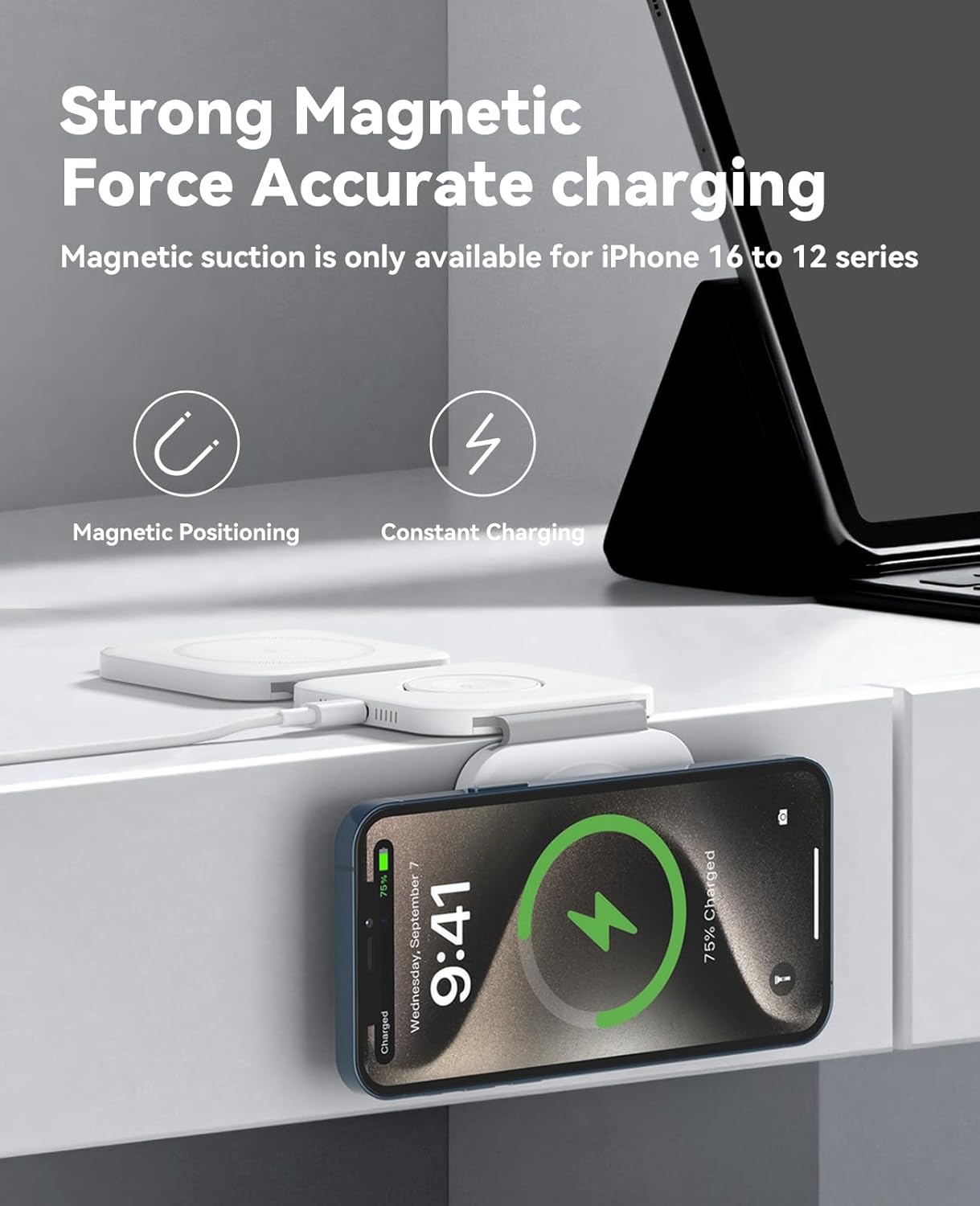 Detalle 2 de 3‑in‑1 Foldable Magnetic Charger Dock for iPhone 17