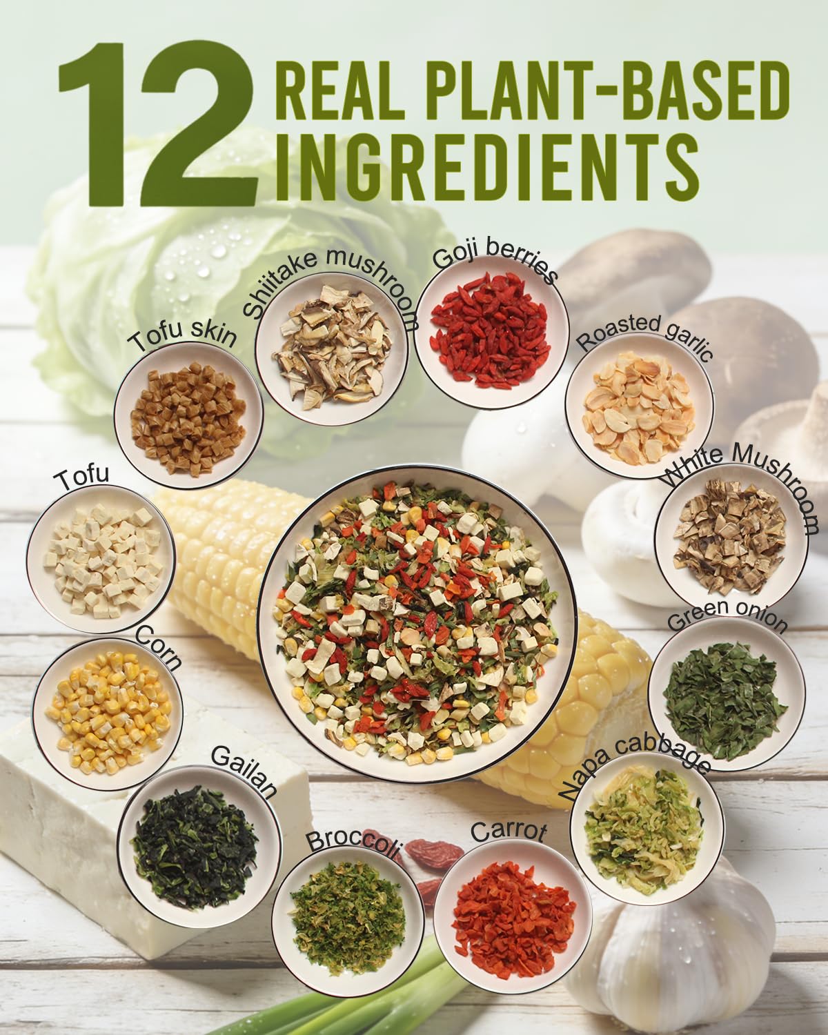 Detalle 2 de Vegan Dried Ramen Toppings, 14 oz 12-Veggie Mushroom & Goji Mix
