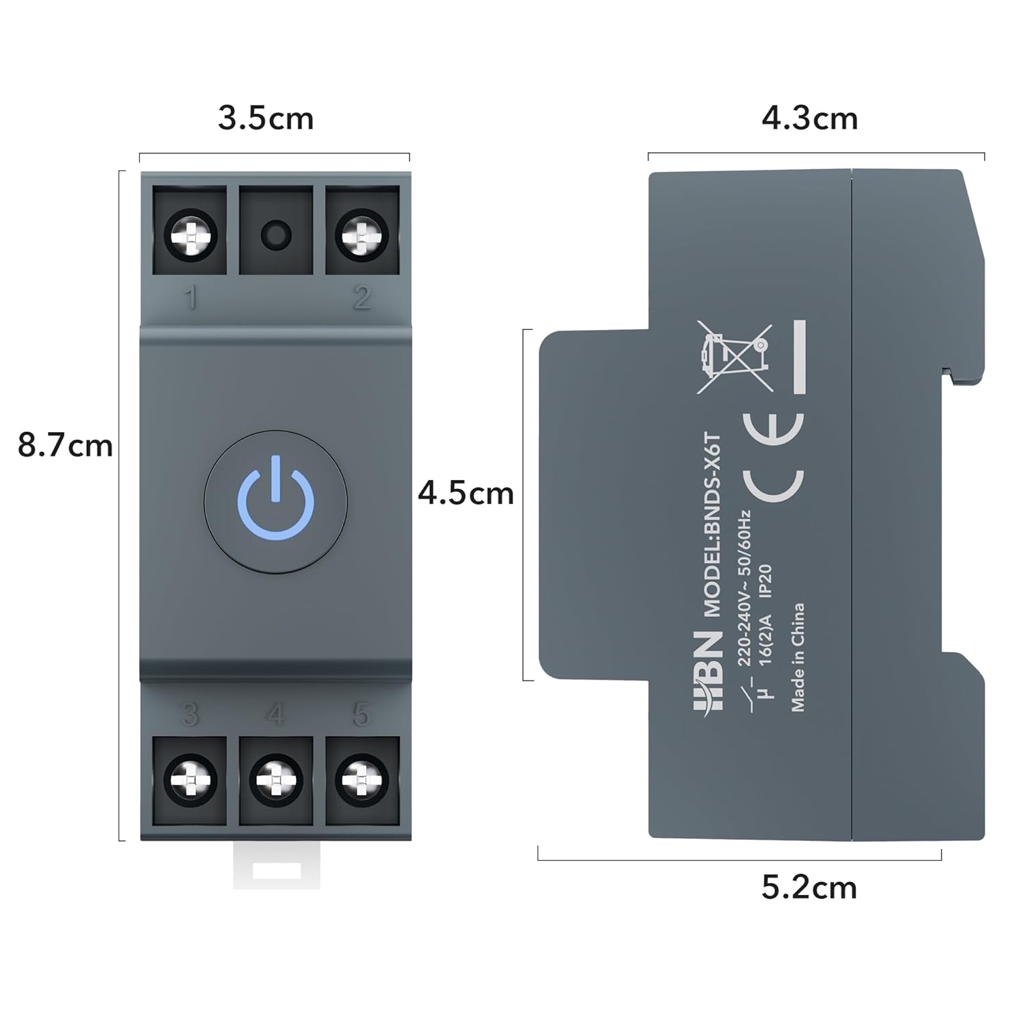 Detalle de HBN Smart Life WLAN Hutschiene Schalter mit Energieüberwachung – 16A, Timer, Sprachsteuerung und App-Anbindung