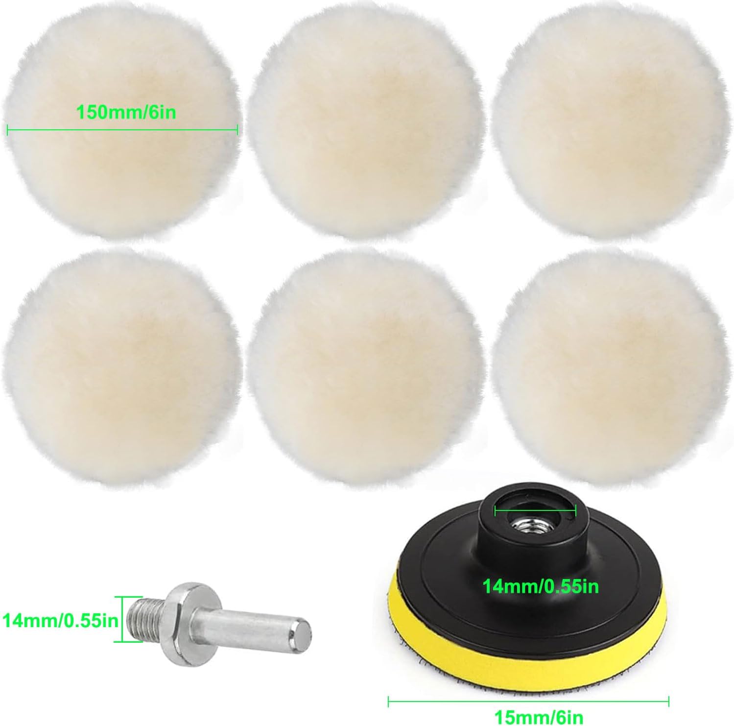 Thumbnail 6 de 150 mm Wolle Polierschwamm Set 8-teilig