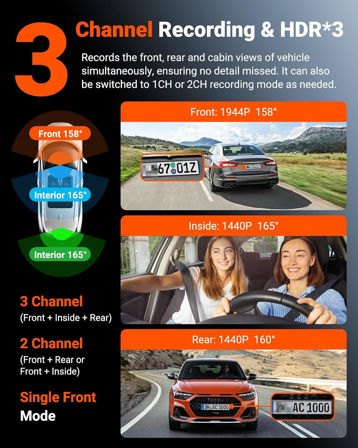 Detalle 2 de Vantrue N4S 3-Channel Dash Cam 1TB