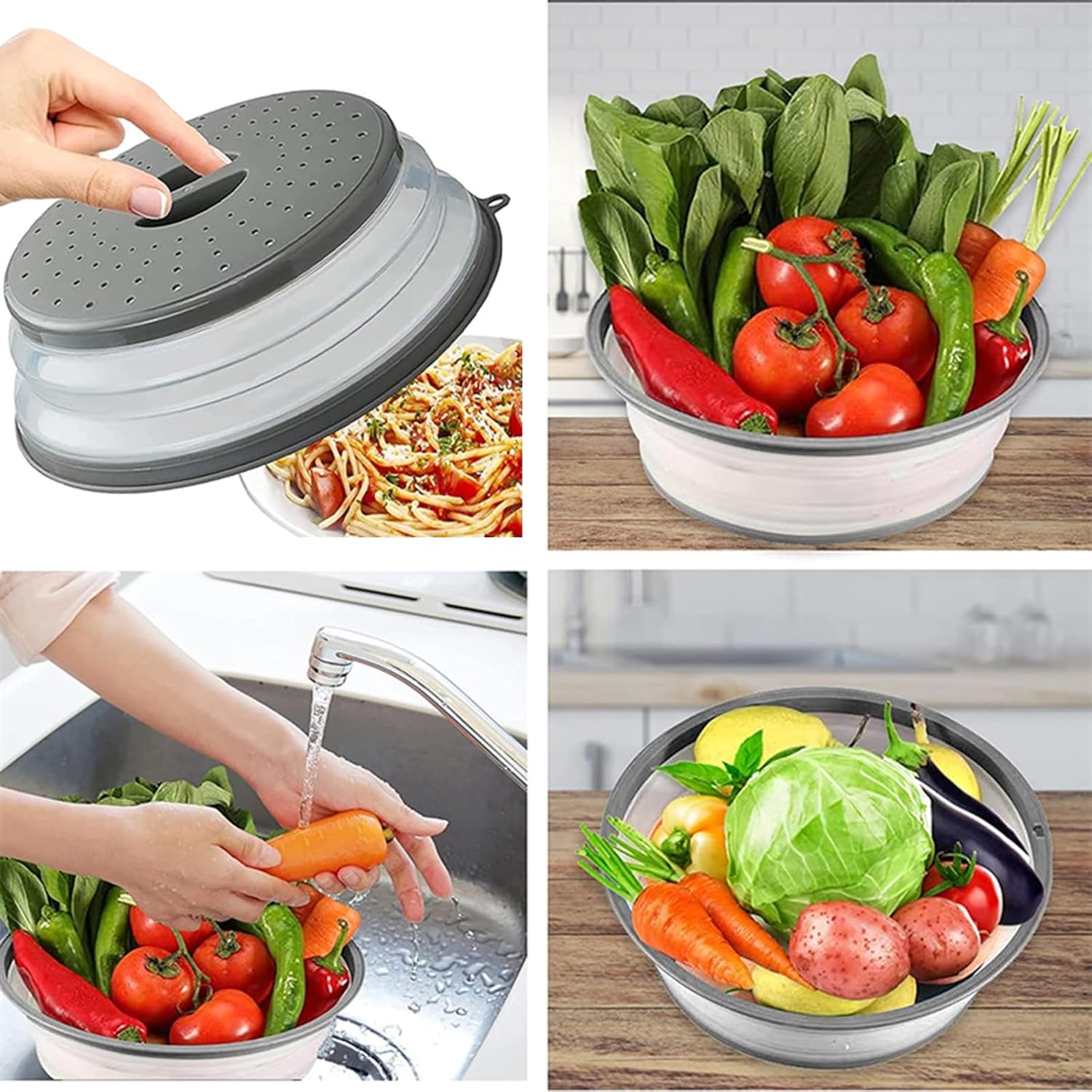 Detalle de Microwave Splatter Cover with Ventilation – BPA-Free Foldable Plate Cover