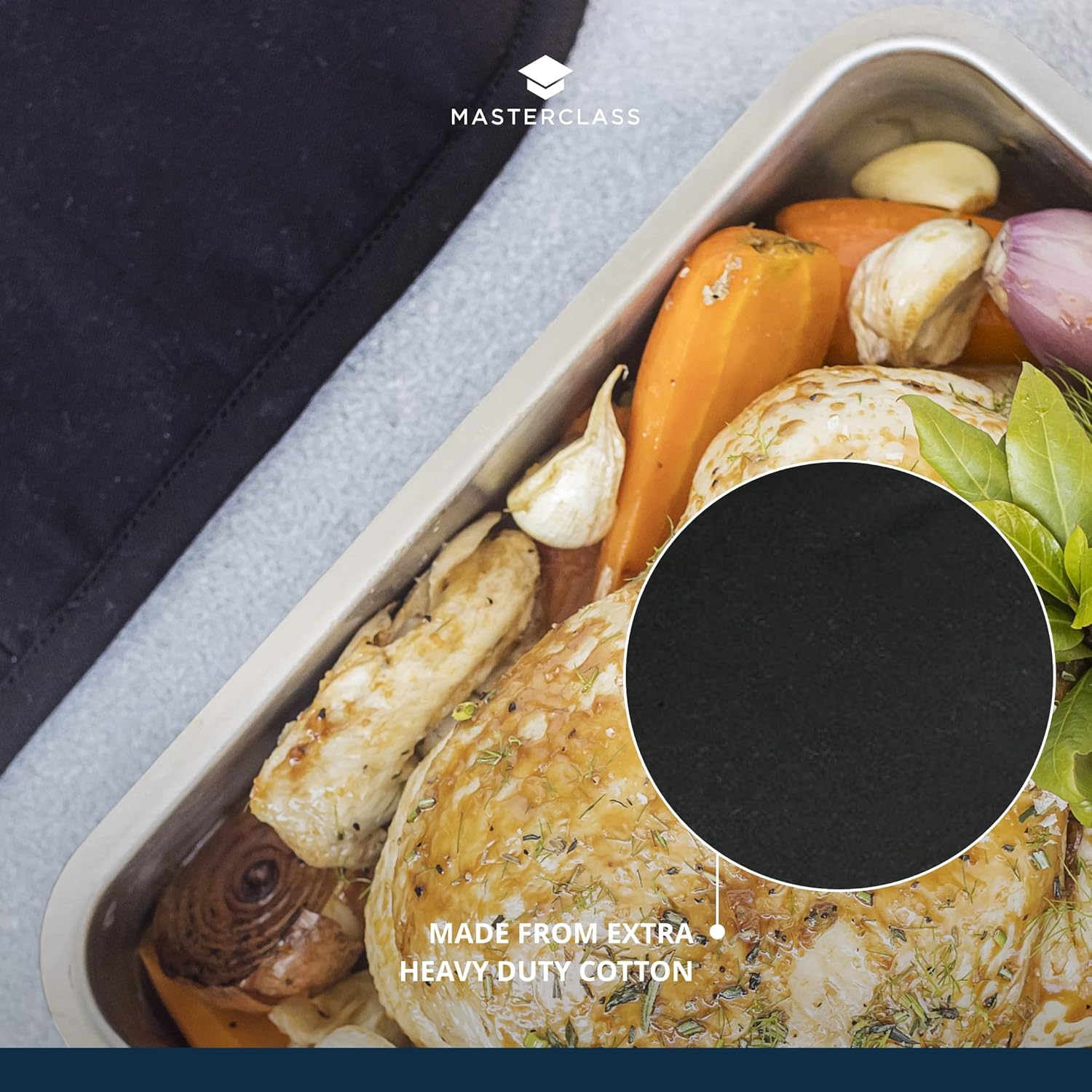 Thumbnail 4 de KitchenCraft MasterClass Deluxe Double-Gant de Cuisine, Coton, Noir