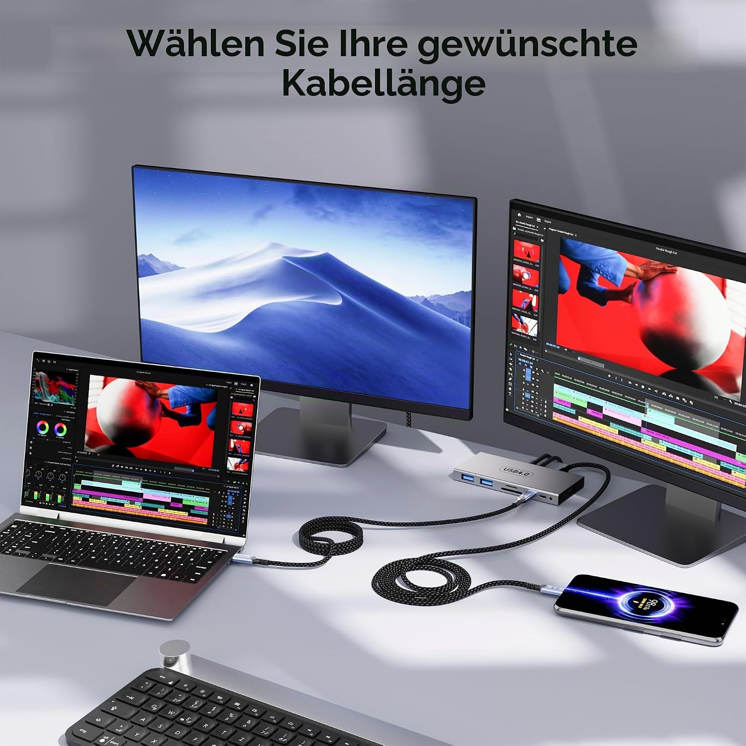 Detalle de BAWIOFIAU 2er-Set USB4 Kabel (1 m) – 40 Gbps USB‑C Datenkabel & 240W USB‑C Ladekabel mit Thunderbolt‑Kompatibilität
