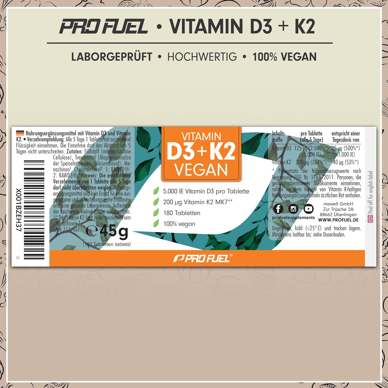 Thumbnail 5 de Vitamin D3 K2 VEGAN 180 Tabletten 💊