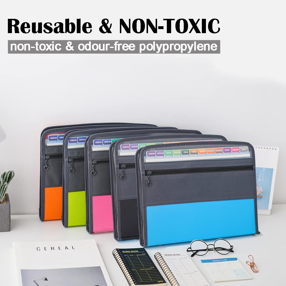 Detalle de TRANBO 13-Pocket Expanding File Folder with Zipper, A4 Document Wallet Organiser