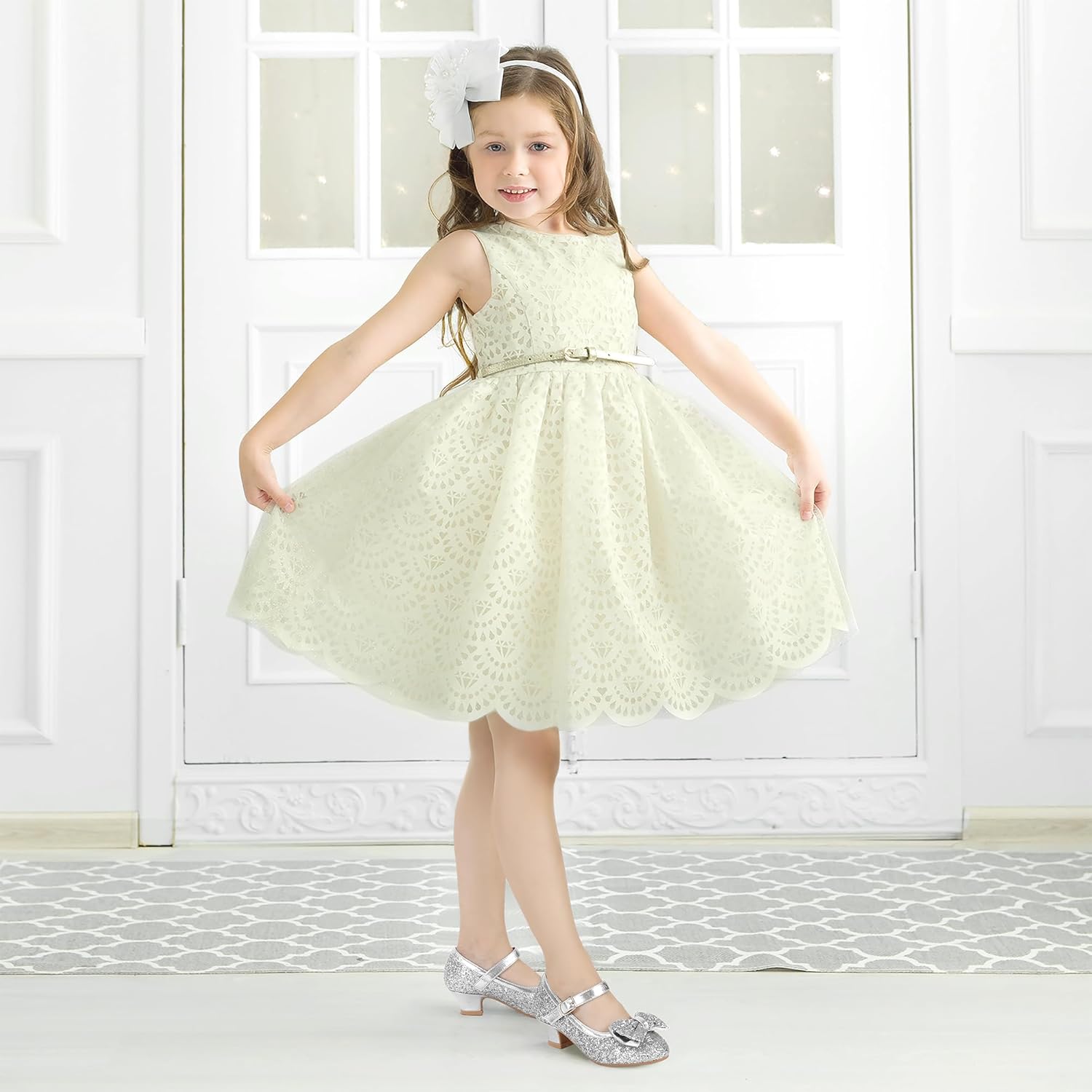 Thumbnail 1 de PANDANINJIA Girls Toddler/Jada Dress Mary Jane Pumps with Bow — Low Heel Party Shoes