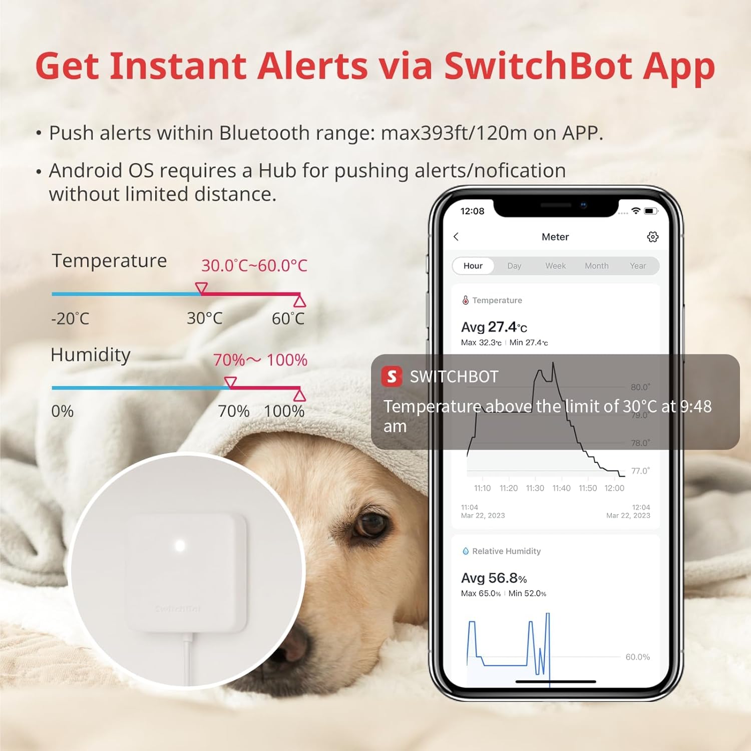 Thumbnail 2 de SwitchBot Termometro Igrometro da interno con Bluetooth e memorizzazione dati (VPD/dau point)