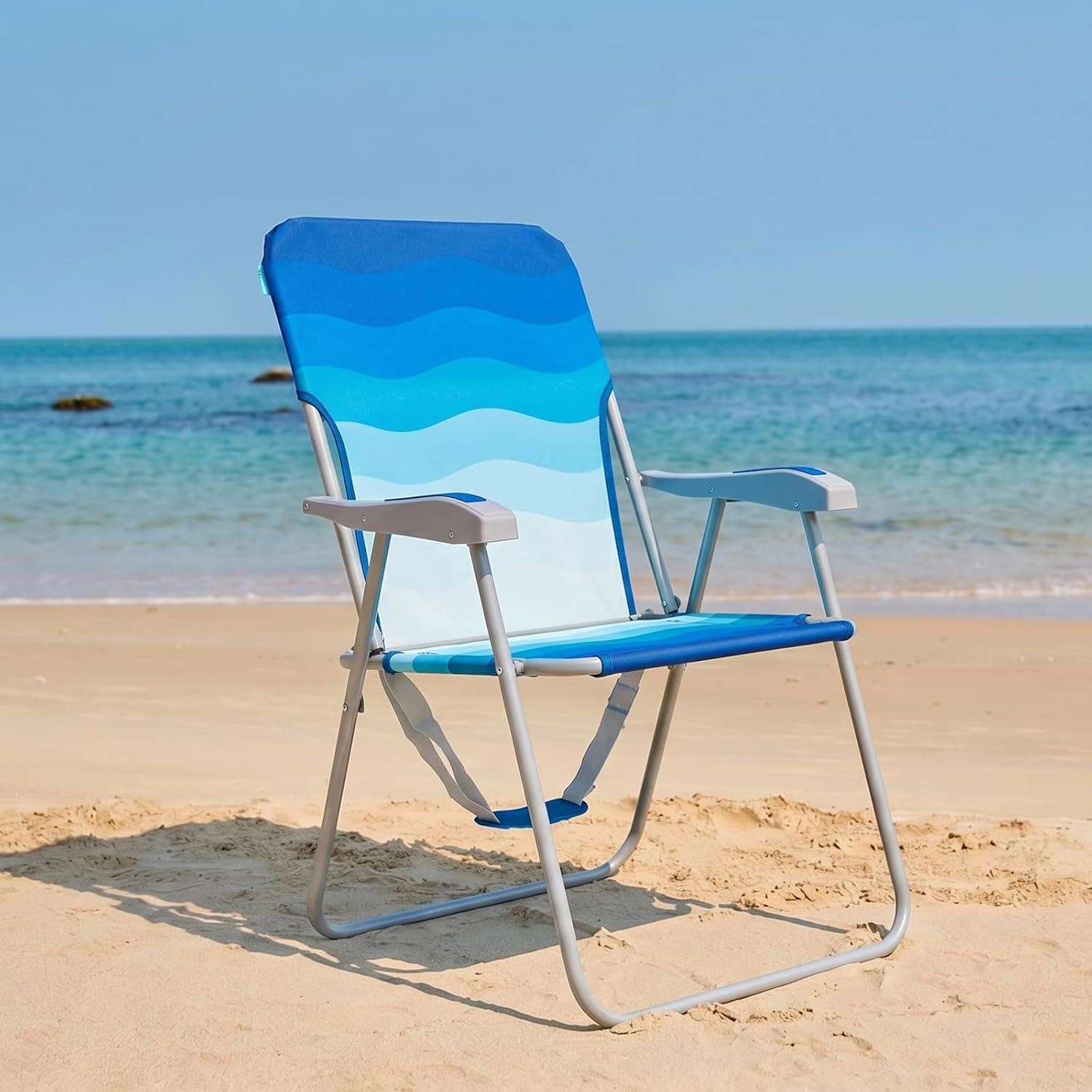 Detalle de WEJOY Sedia da Spiaggia Pieghevole: Comfort robusto e trasporto facile per mare, campeggio e giardino