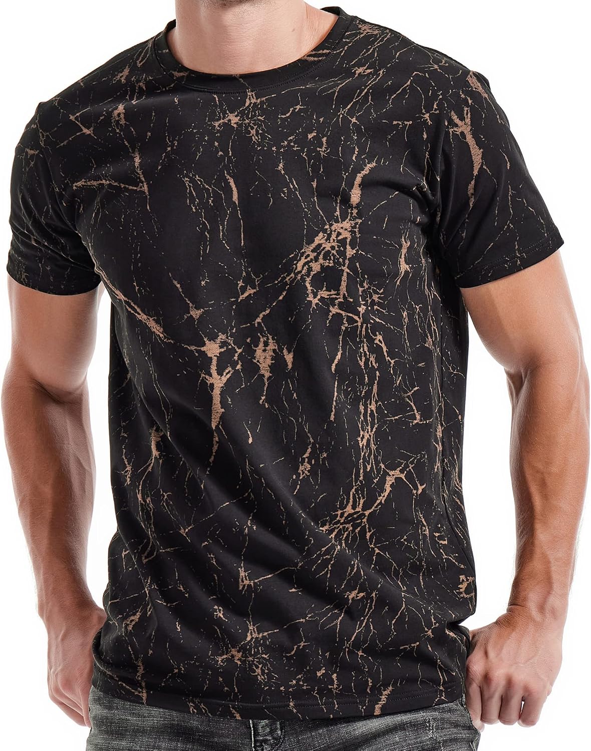 Detalle de RONOMO Herren T-Shirt – 95% Baumwolle, 5% Elastan, hautfreundlich und elastisch