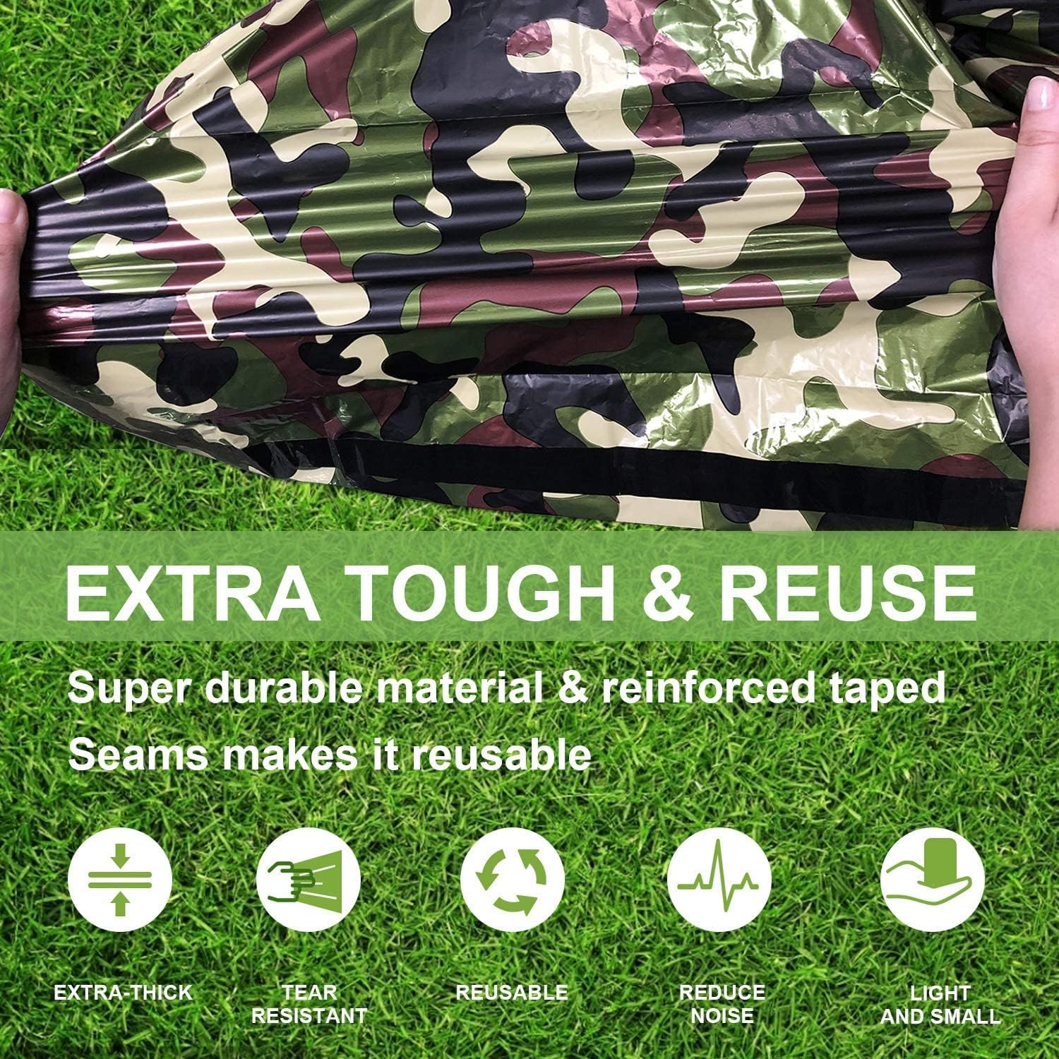 Detalle 2 de HONYAO Emergency Bivvy Bag – portable waterproof survival shelter & emergency sleeping bag liner