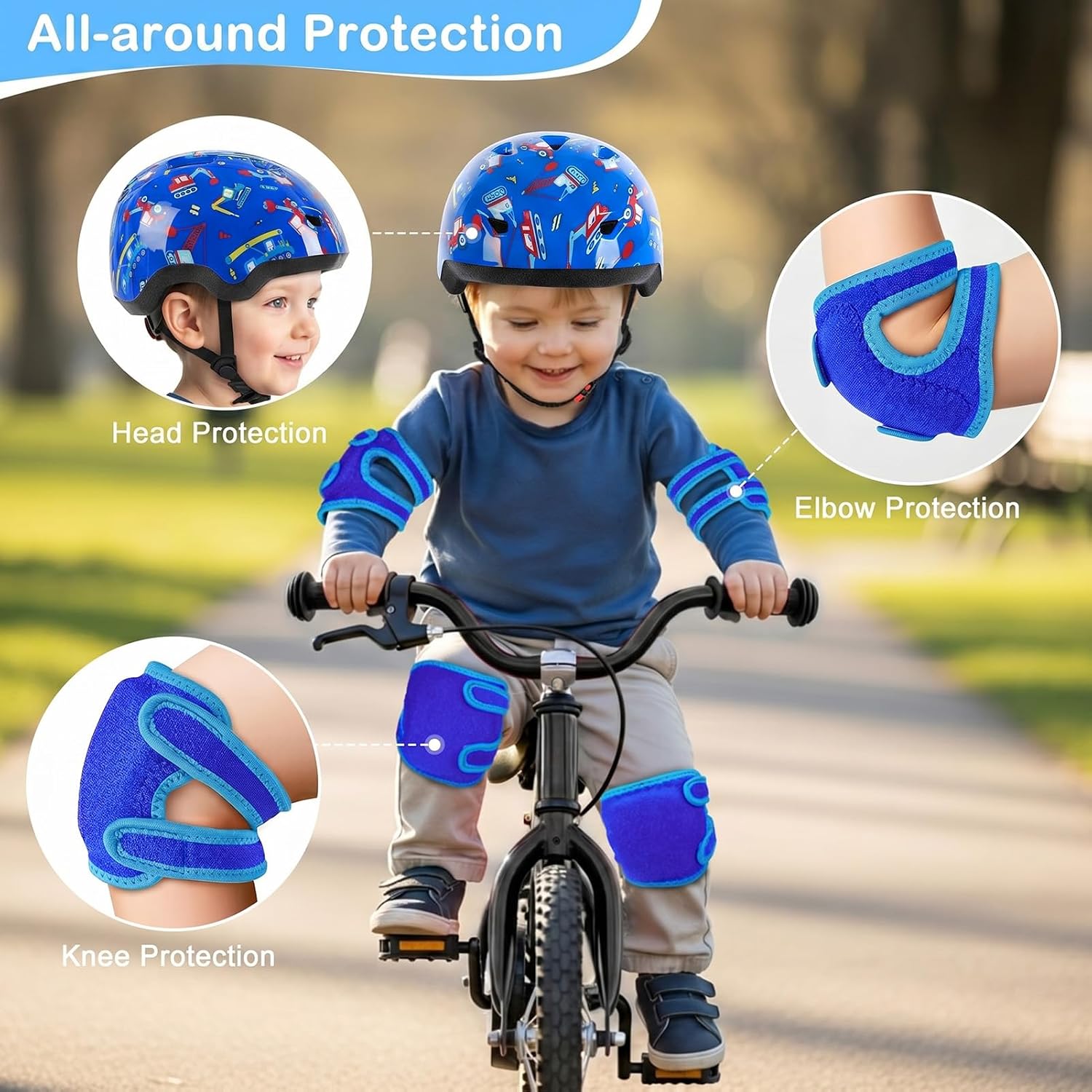 Thumbnail 1 de Toddler Helmet with Knee and Elbow Pads Set for 1–3 Years – Adjustable Baby Bike Helmet with Protective Gear