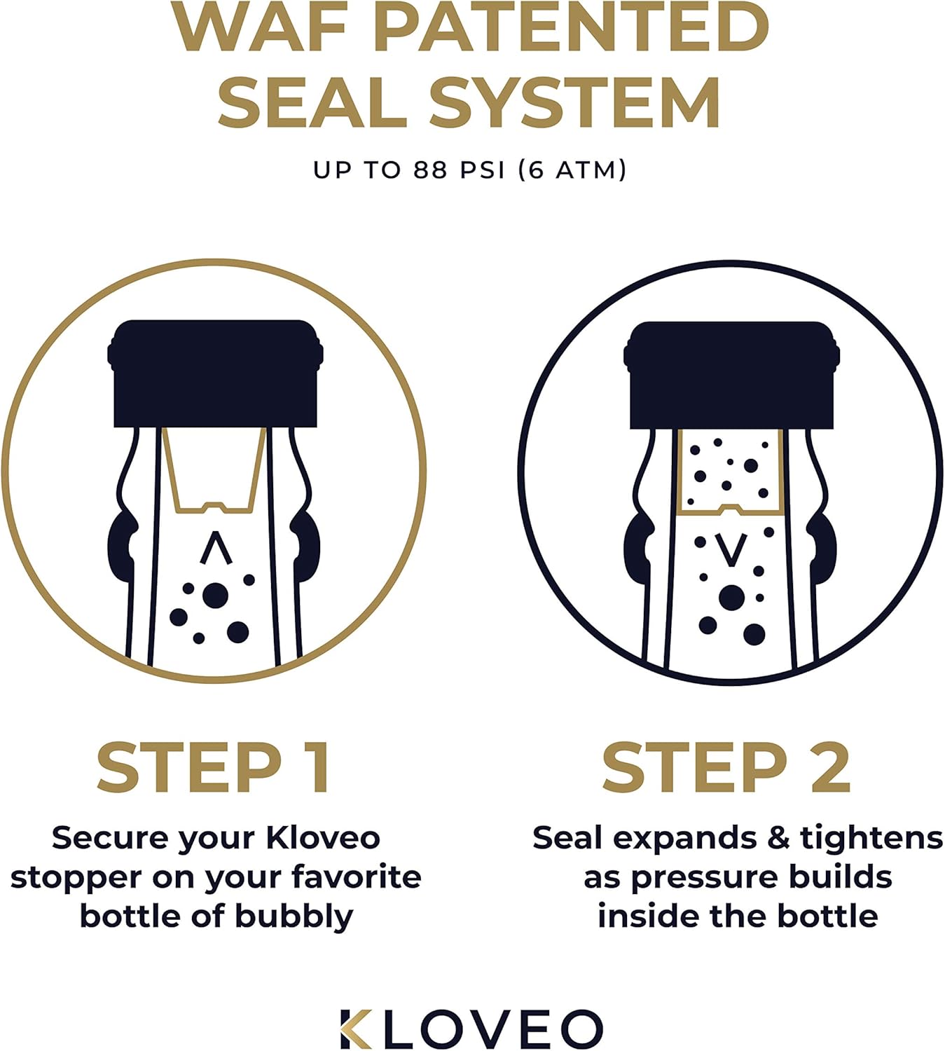Detalle de Kloveo Champagne Stoppers – Patented Seal (No Pump Needed), Made in Italy