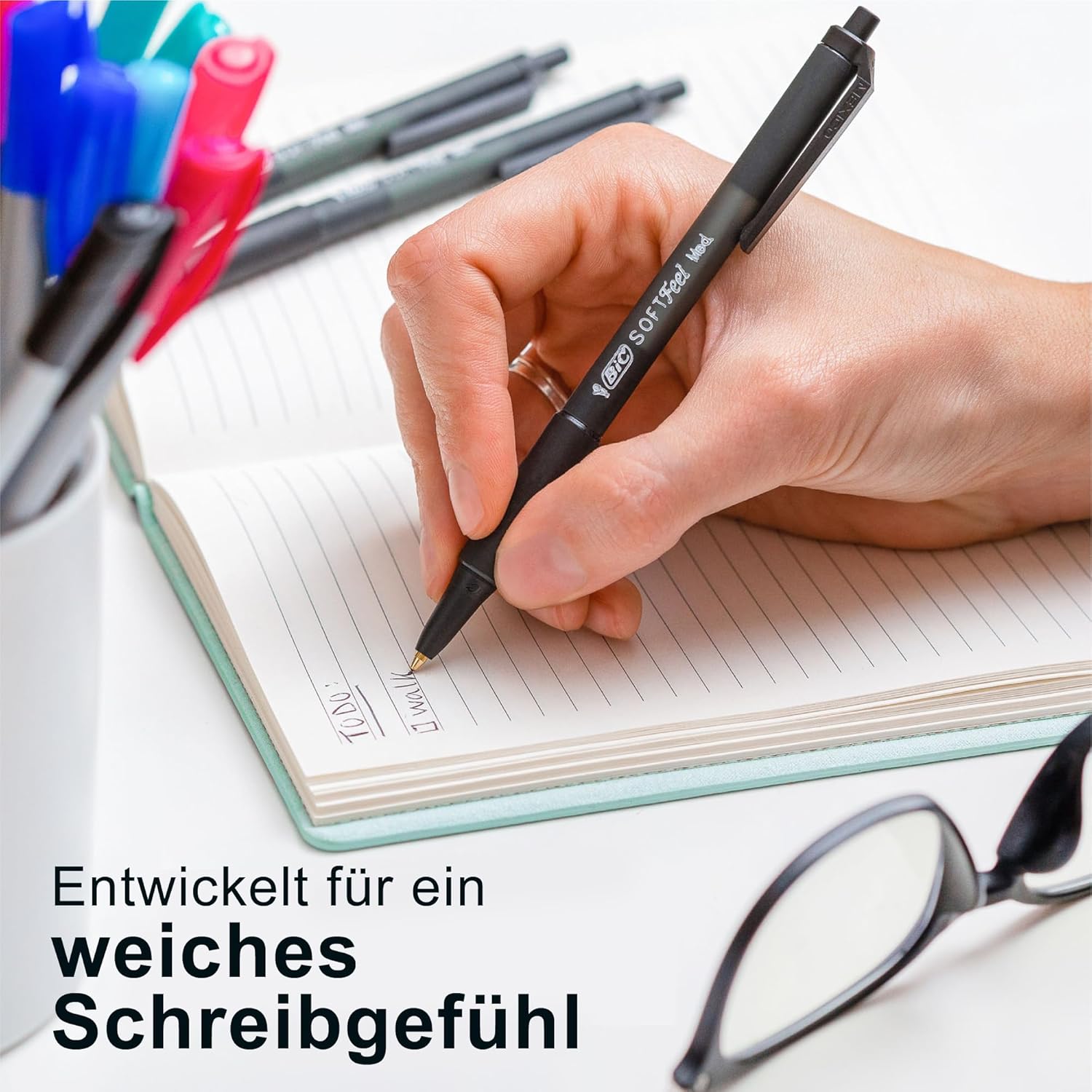 Detalle de BIC Soft Feel Clic Grip Kugelschreiber 1,0 mm, 12er Pack 🖊