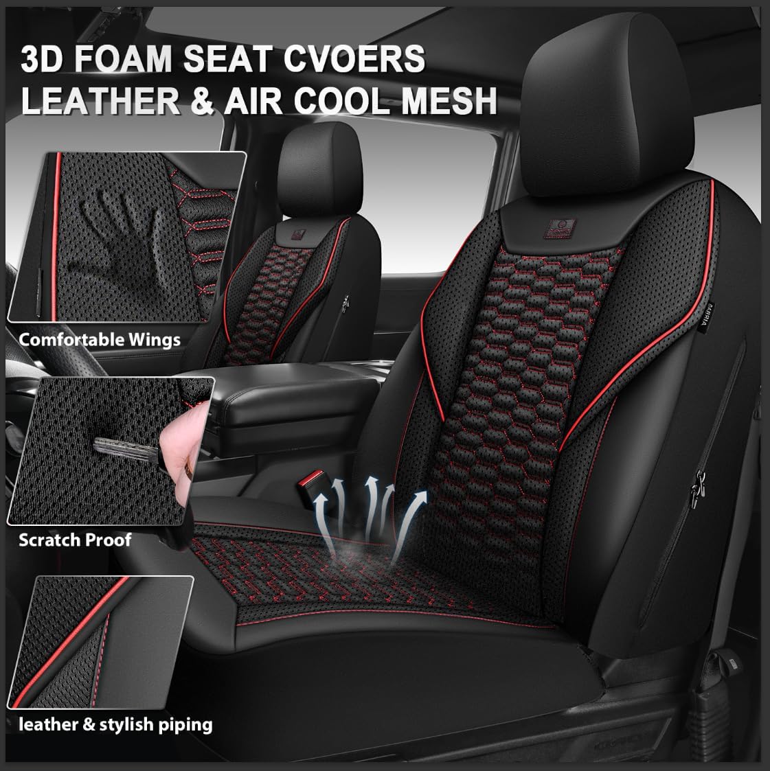 Detalle 2 de CAR PASS 3D Foam Mesh Leather Seat Covers, Universal