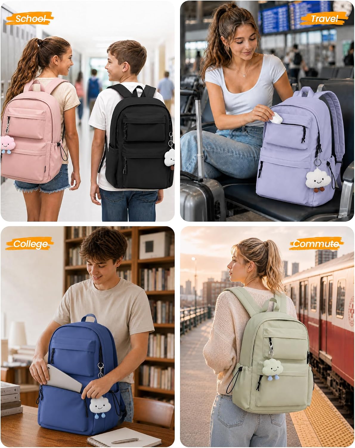 Thumbnail 6 de FIORETTO Backpack Womens School Bag: Lightweight, Water-Resistant, 15.6" Laptop Ready