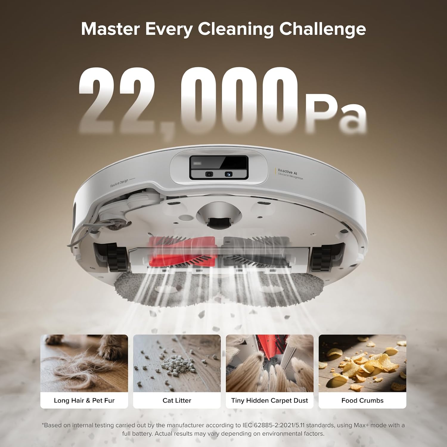 Detalle 2 de roborock Qrevo Curv X Robot Vacuum and Mop, 22,000Pa Suction, Slim Design
