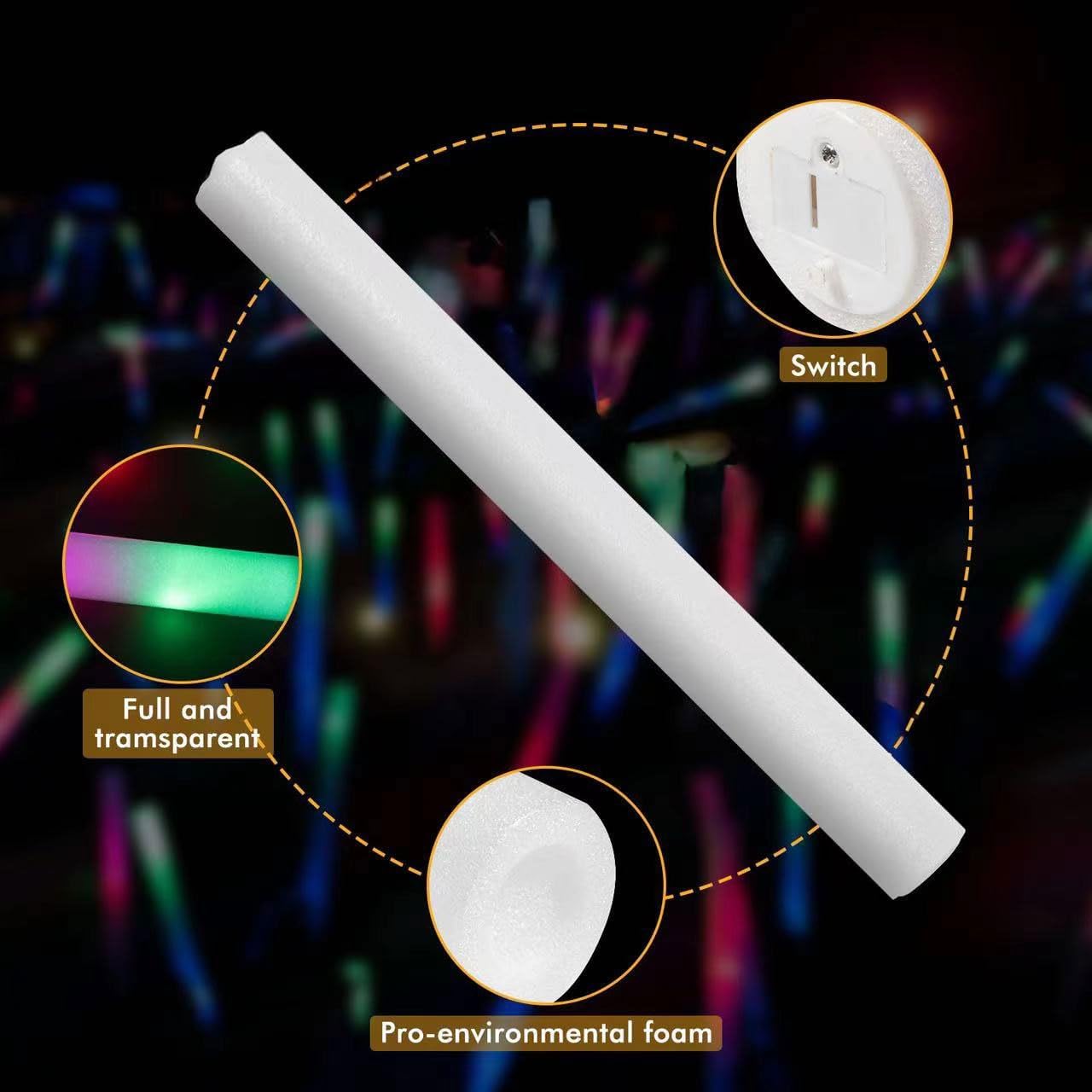 Thumbnail 6 de SHQDD 44-Pack Foam Glow Sticks with 3 Light Modes (Quick, Slow, Alternating)