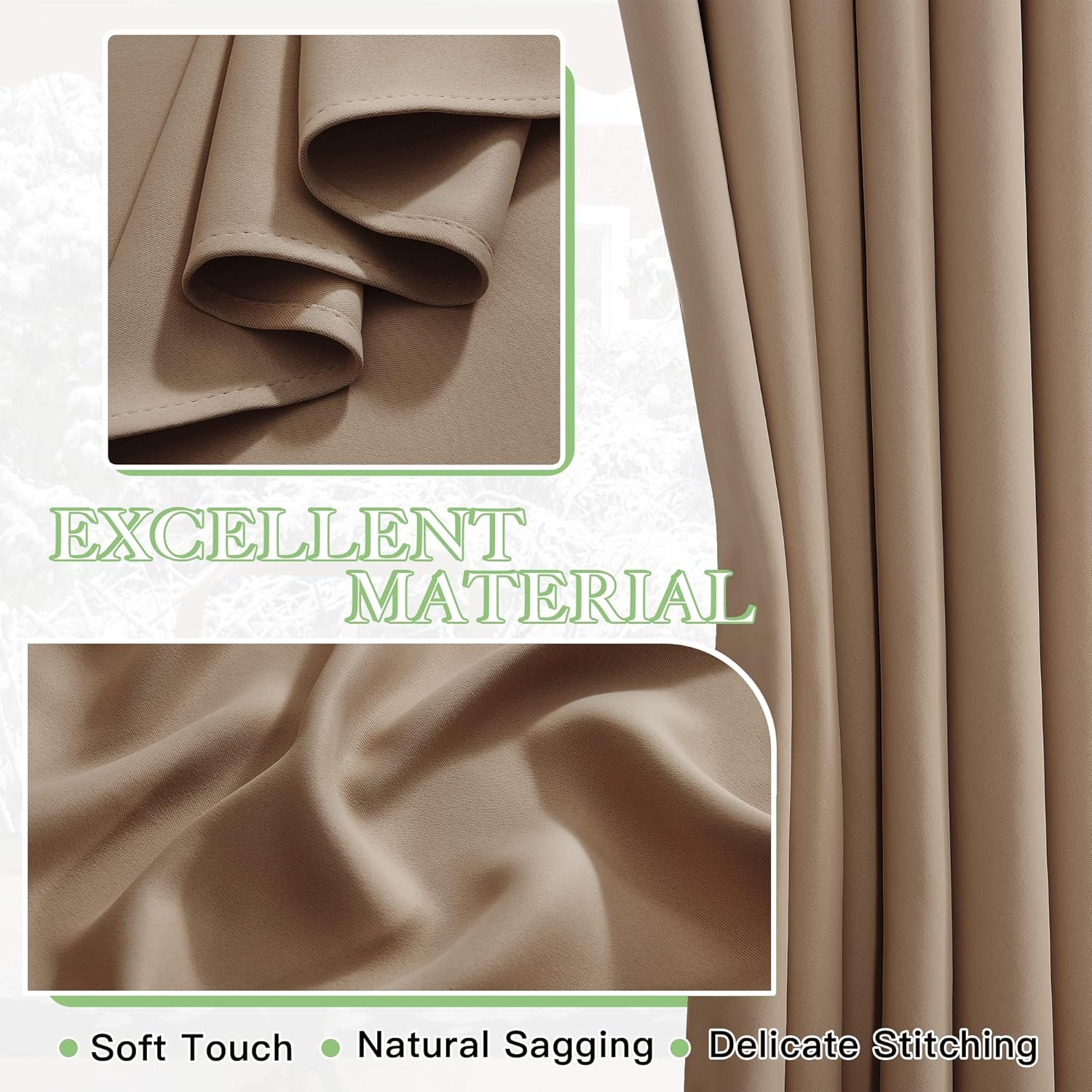 Thumbnail 6 de KGORGE Rideaux Isolation Thermique — Panneaux occultants 140x245 cm (2 pièces) couleur Moka