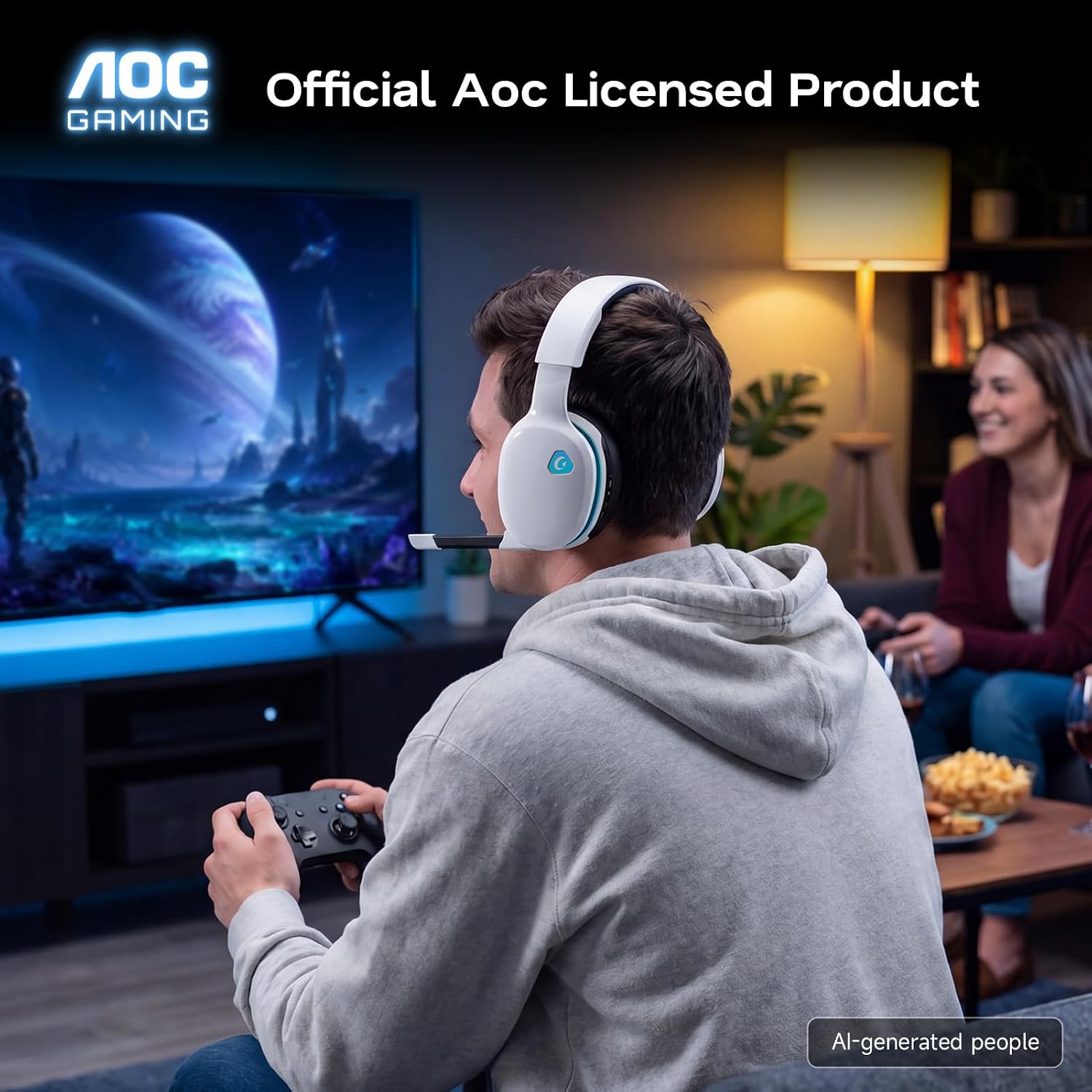 Thumbnail 6 de AOC Captain 300 Wireless Gaming Headset, 2.4GHz, Bluetooth 6.0, 45-Hour Battery
