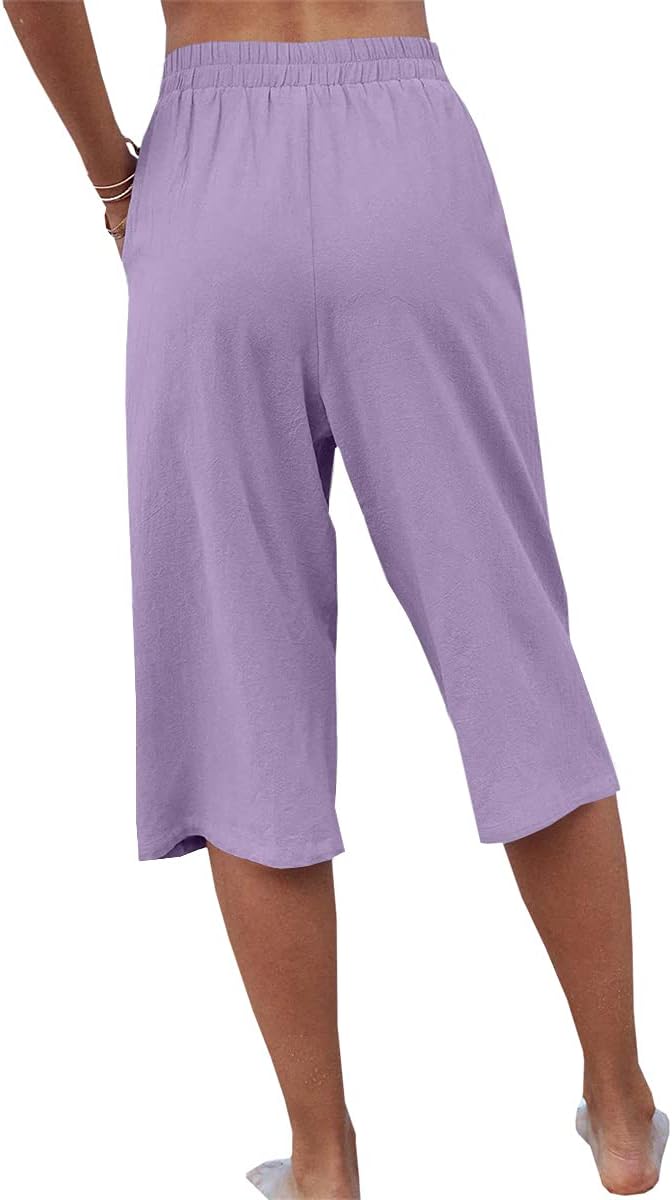 Detalle de Veatzaer Women’s Elastic Waist 3/4 Capri Harem Pants with Pockets (S–XXL)