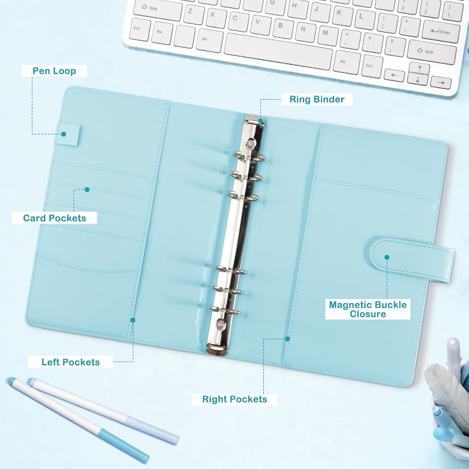 Thumbnail 5 de A5-Bindekarte Sammler mit 30 Pack 4-Pocket-Seiten und 6-Ring-Album (240 Kartenfächer) mit magnetischem Schnallenverschluss