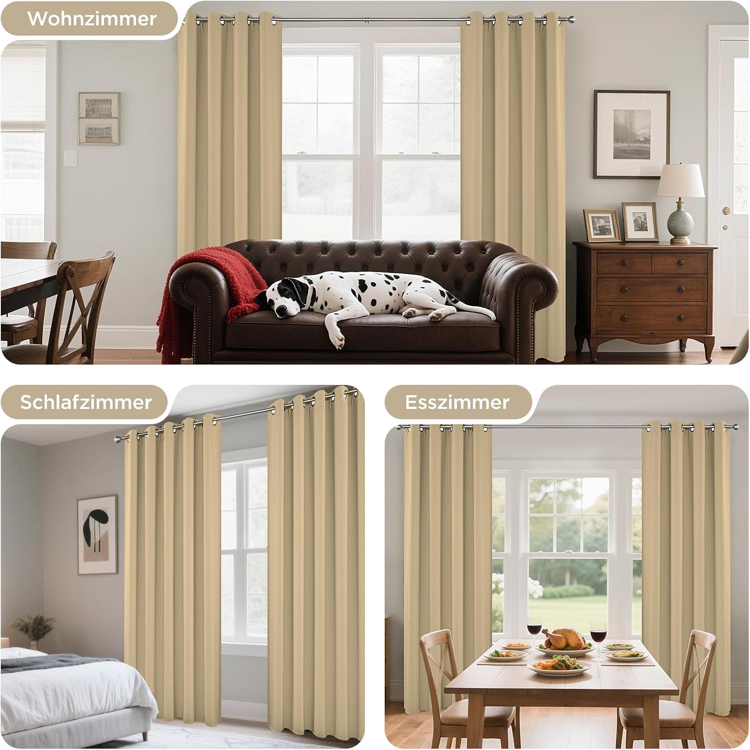 Detalle 2 de Joydeco Blickdichte Vorhänge 2er Set 137 cm