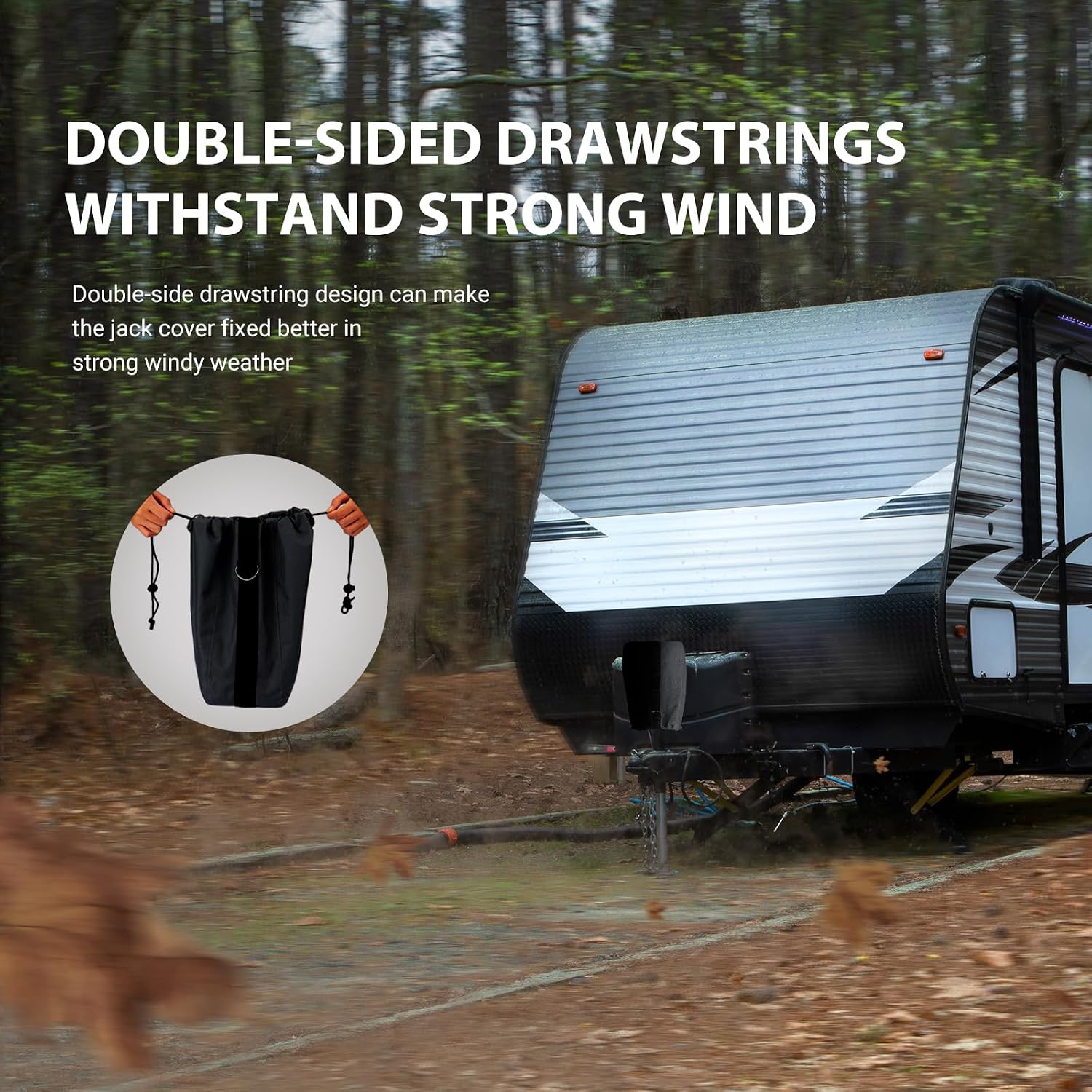 Thumbnail 3 de BougeRV RV Electric Tongue Jack Cover with D Rings (14" H x 5" W x 10" D), 600D Waterproof