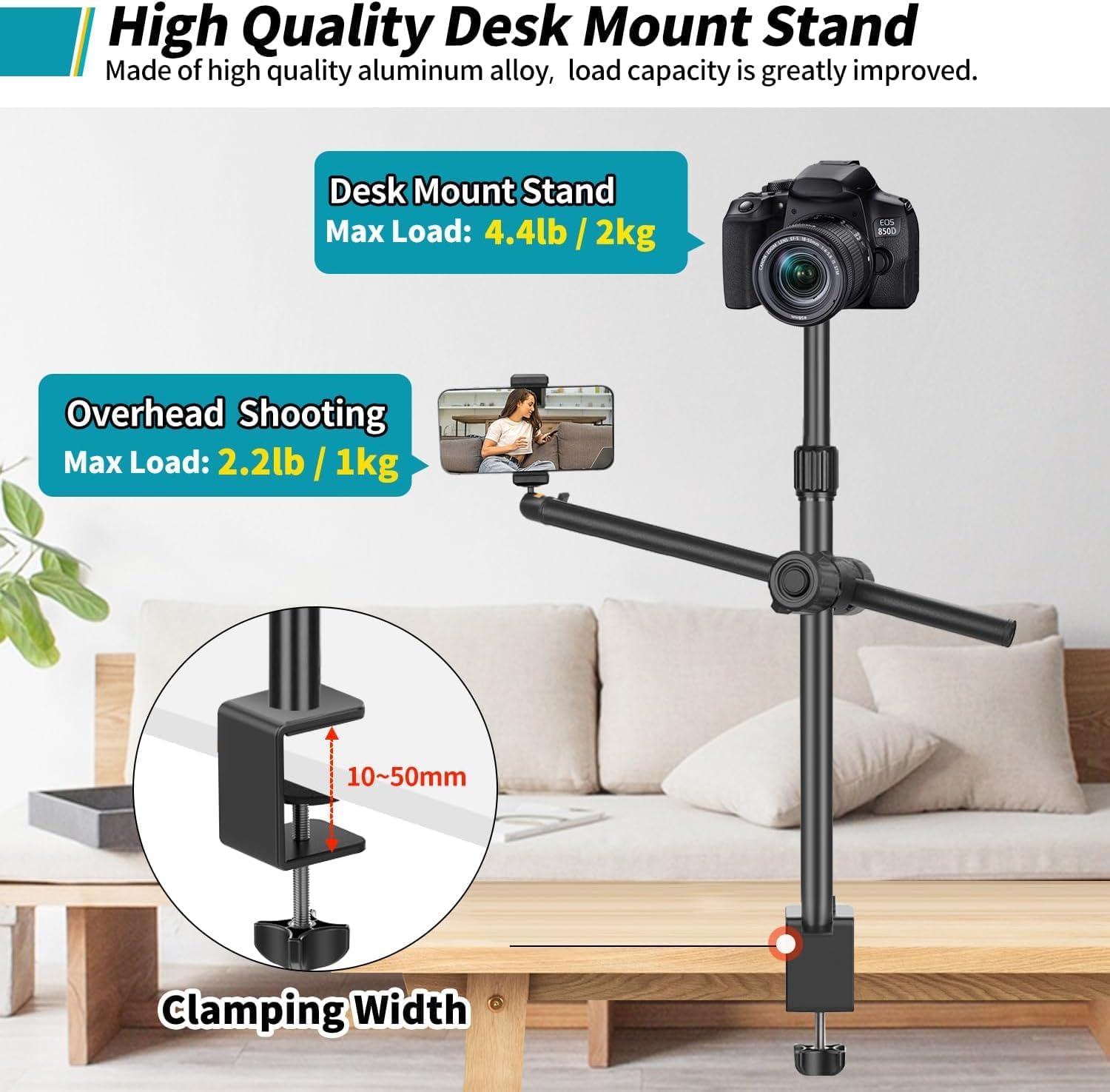 Thumbnail 2 de JEBUTU OS02 Camera Desk Mount with Flexible Overhead Arm