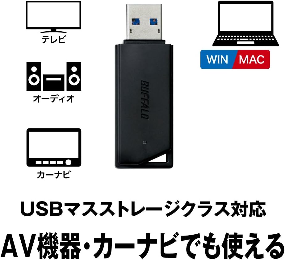 Thumbnail 5 de バッファロー RUF3-K64GA-BK/N USBメモリ 64GB USB 3.2対応・軽量・ストラップホール付き