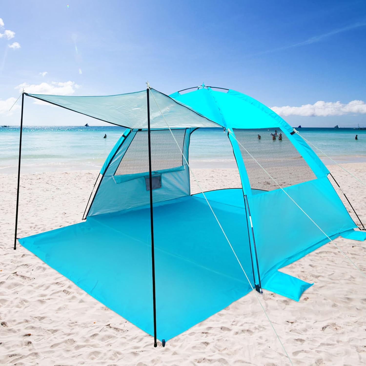 Thumbnail 4 de DLUCKY Beach Tent for 1-6 People: UV-Guard Shelter with Extendable Floor and Awning
