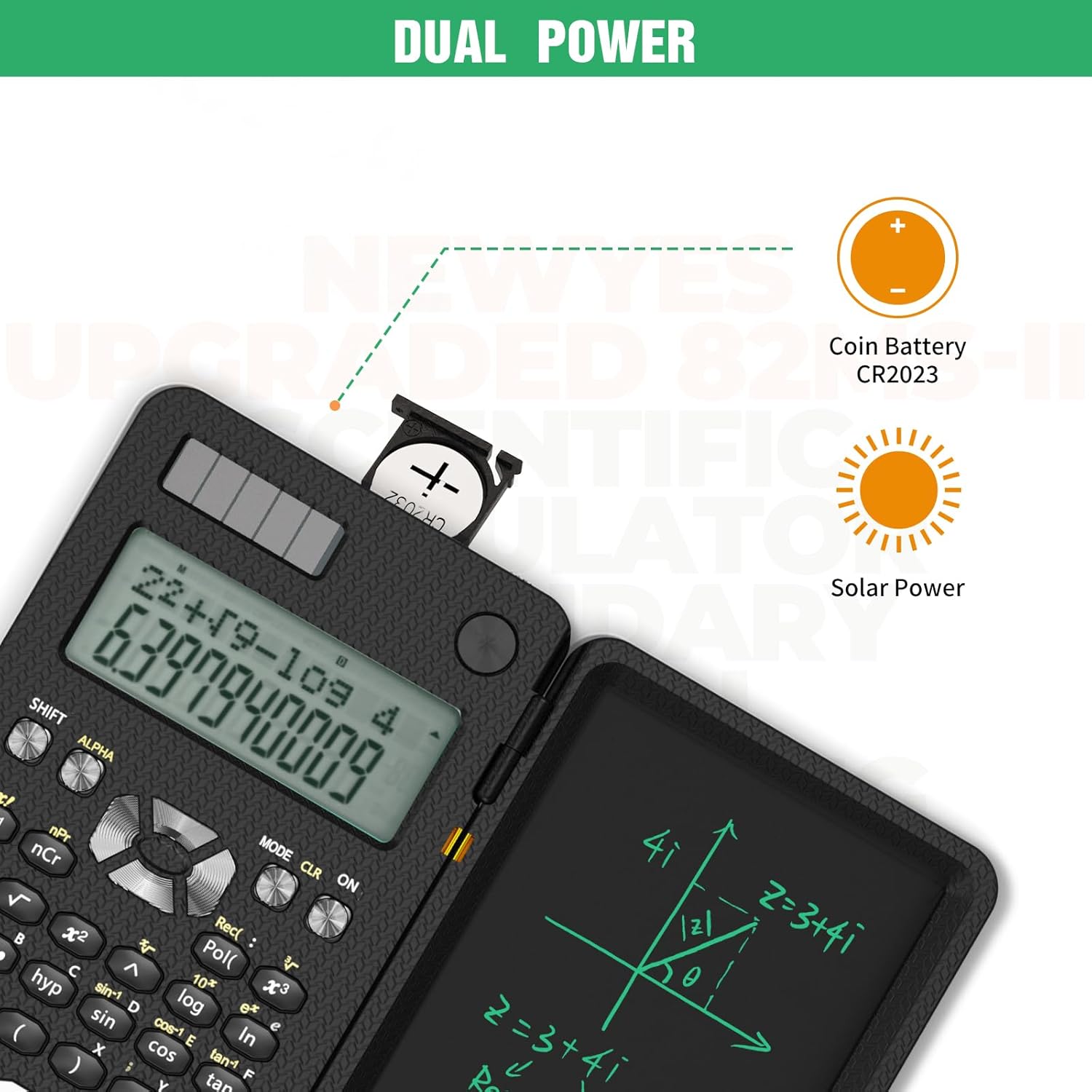 Thumbnail 3 de NEWYES 82MS PLUS Edition: Practical 240‑function Scientific Calculator with Writing Tablet (2-Line Display) for Secondary School