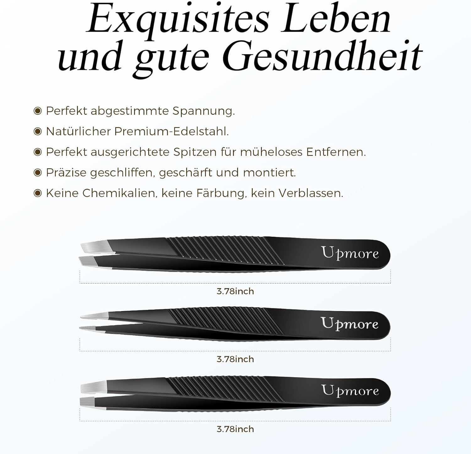 Thumbnail 6 de Upmore Pinzetten-Set mit rutschfestem Komfortgriff und mikro-geriffelten Spitzen – 3-tlg. Edelstahl-Set (Schwarz-01)