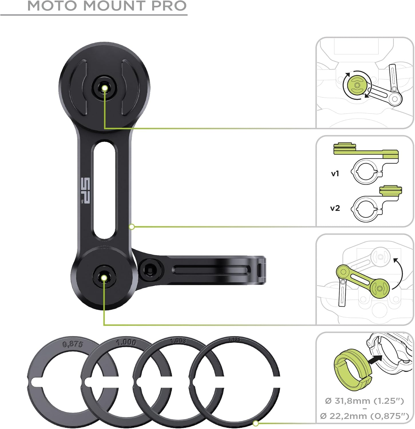 Detalle de SP CONNECT Moto Bundle Universal Clamp SPC+ — Supporto per cellulare per moto con montaggio magnetico