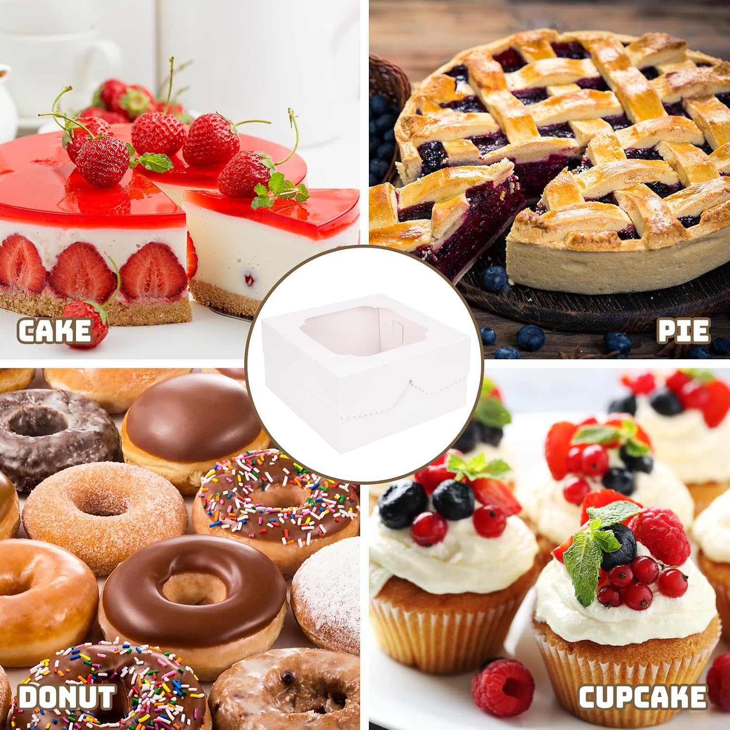 Thumbnail 4 de Moretoes 12-Inch Cake Boxes, 24-Pack, White Cardboard with Window