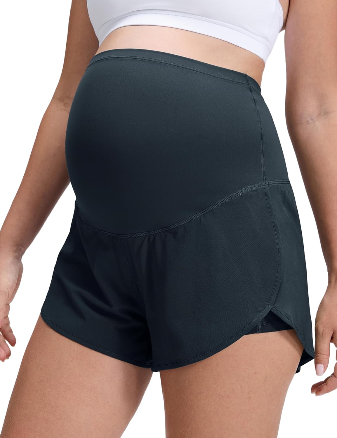 CRZ YOGA shorts de grossesse 2 en 1 Feathery-Fit Soft avec poche (entrejambe 7,6 cm)