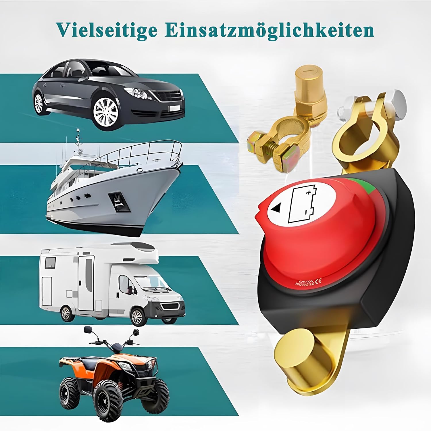 Thumbnail 6 de Batterie-Trennschalter 12V–48V mit erhöhten Batteriepole für Auto, Motorrad, Marine, Boat, Caravan & Yacht (A)