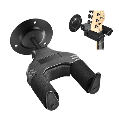 Detalle de OTraki Colgador de Guitarra para Pared con Bloqueo Automático | Soporte duradero para Guitarra, Bajo, Mandolina y Violín