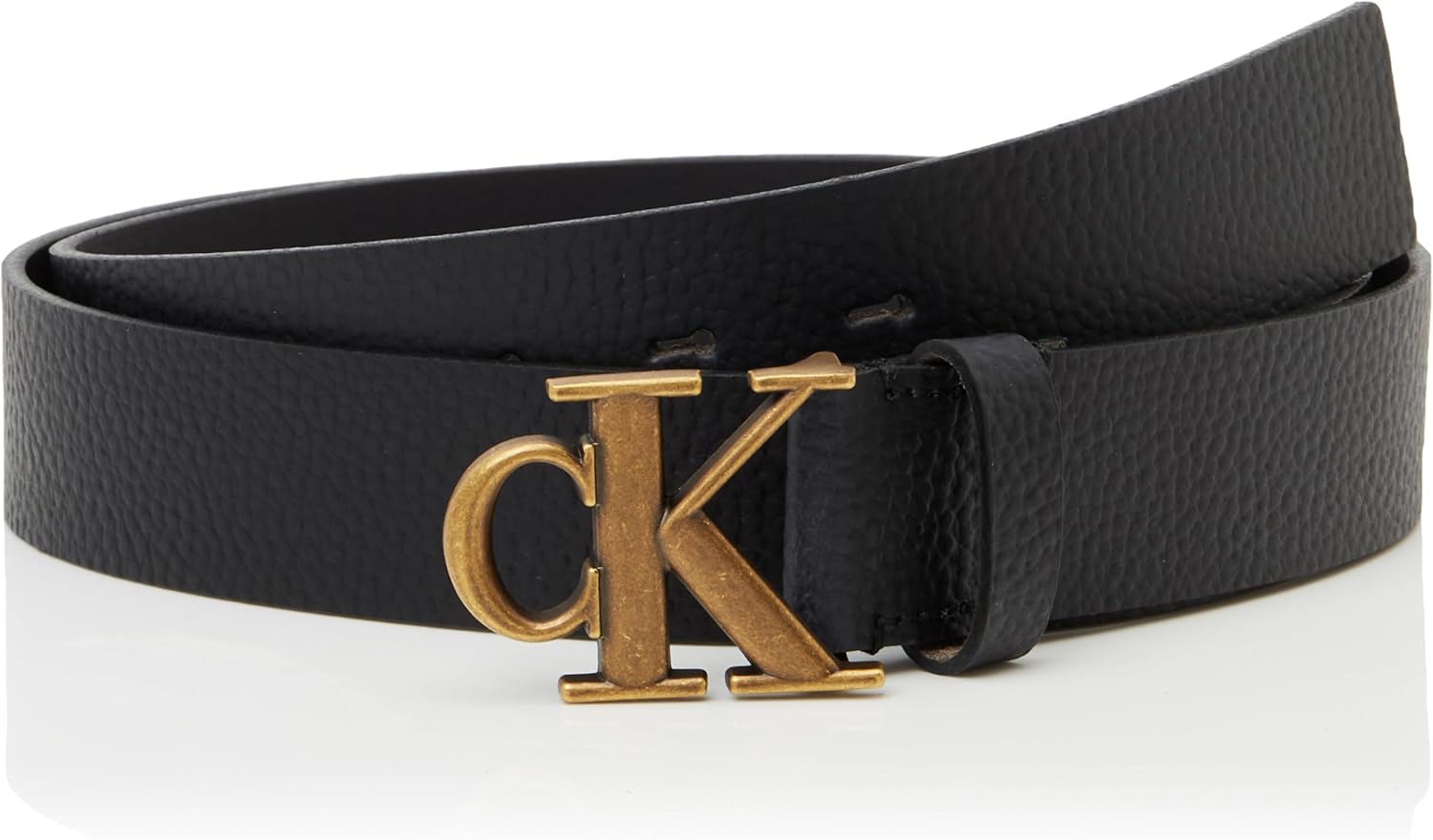Detalle de Calvin Klein Monogram Buckle Fixed Belt 35mm – Ceinture homme en cuir, style moderne