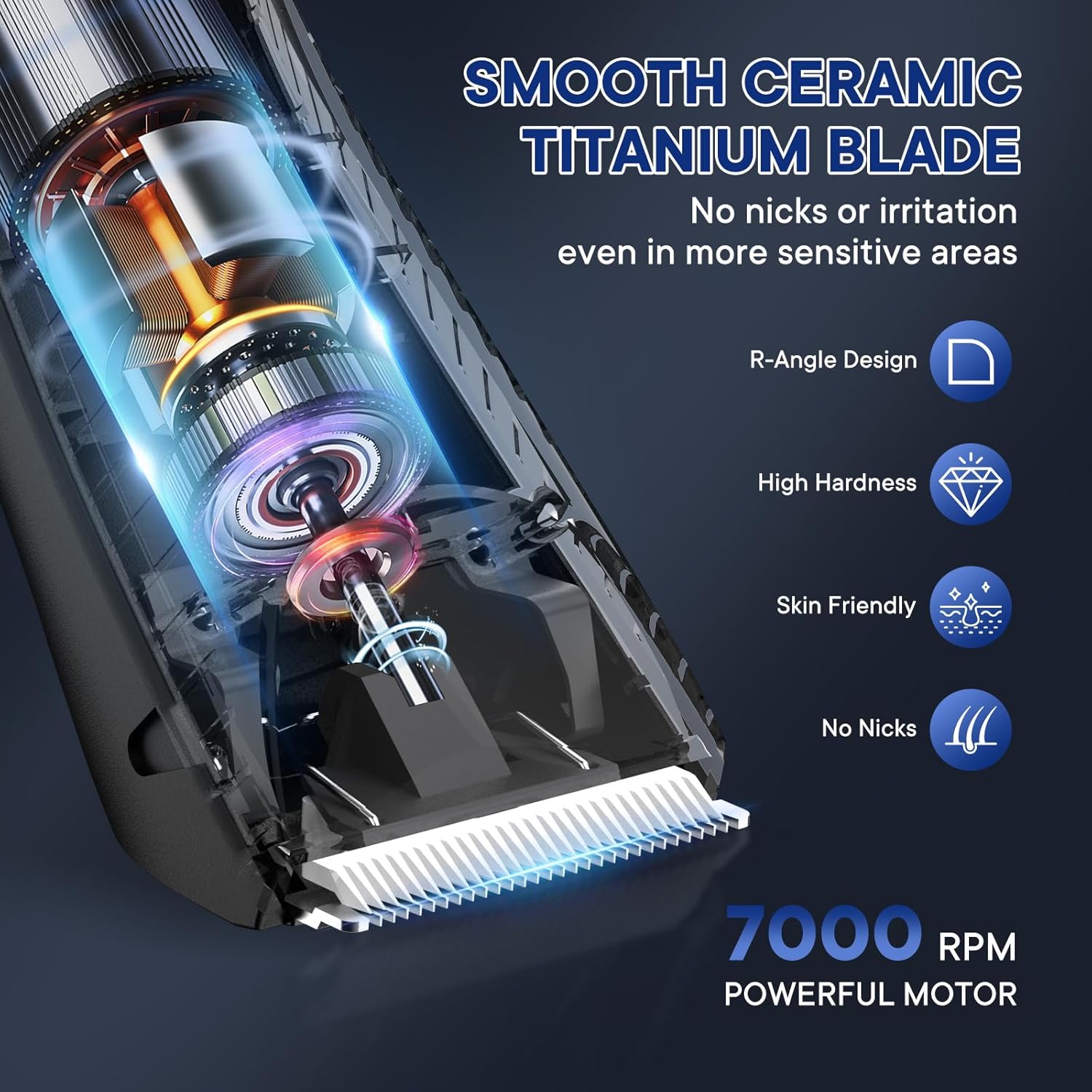 Detalle 2 de TEENOVA Pubic & Body Hair Trimmer for Men — 2-in-1 Electric Ball Groin Shaver with Ceramic Blade