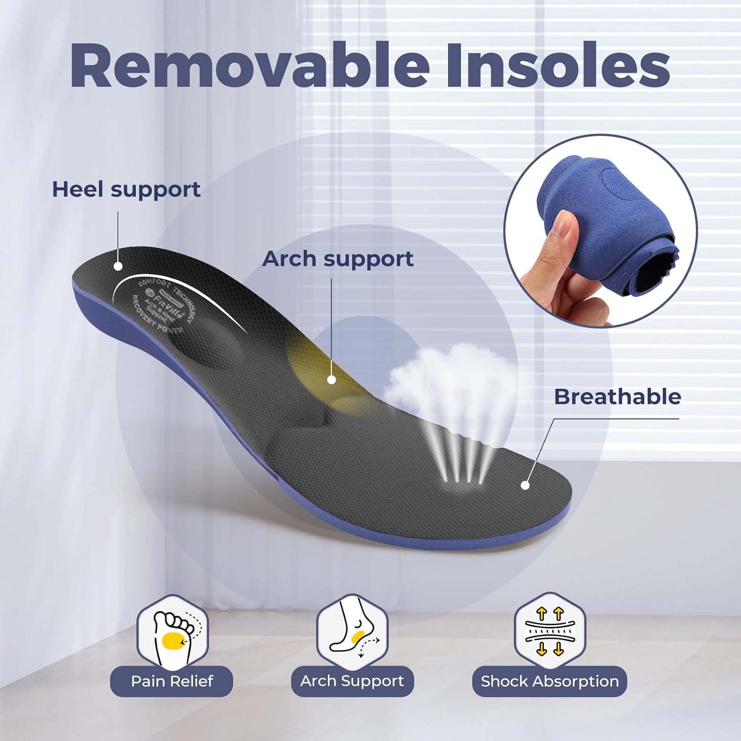 Detalle de FitVille Diabetiker Schuhe Herren Extra Weit – Orthopädische Hausschuhe mit Klettverschluss