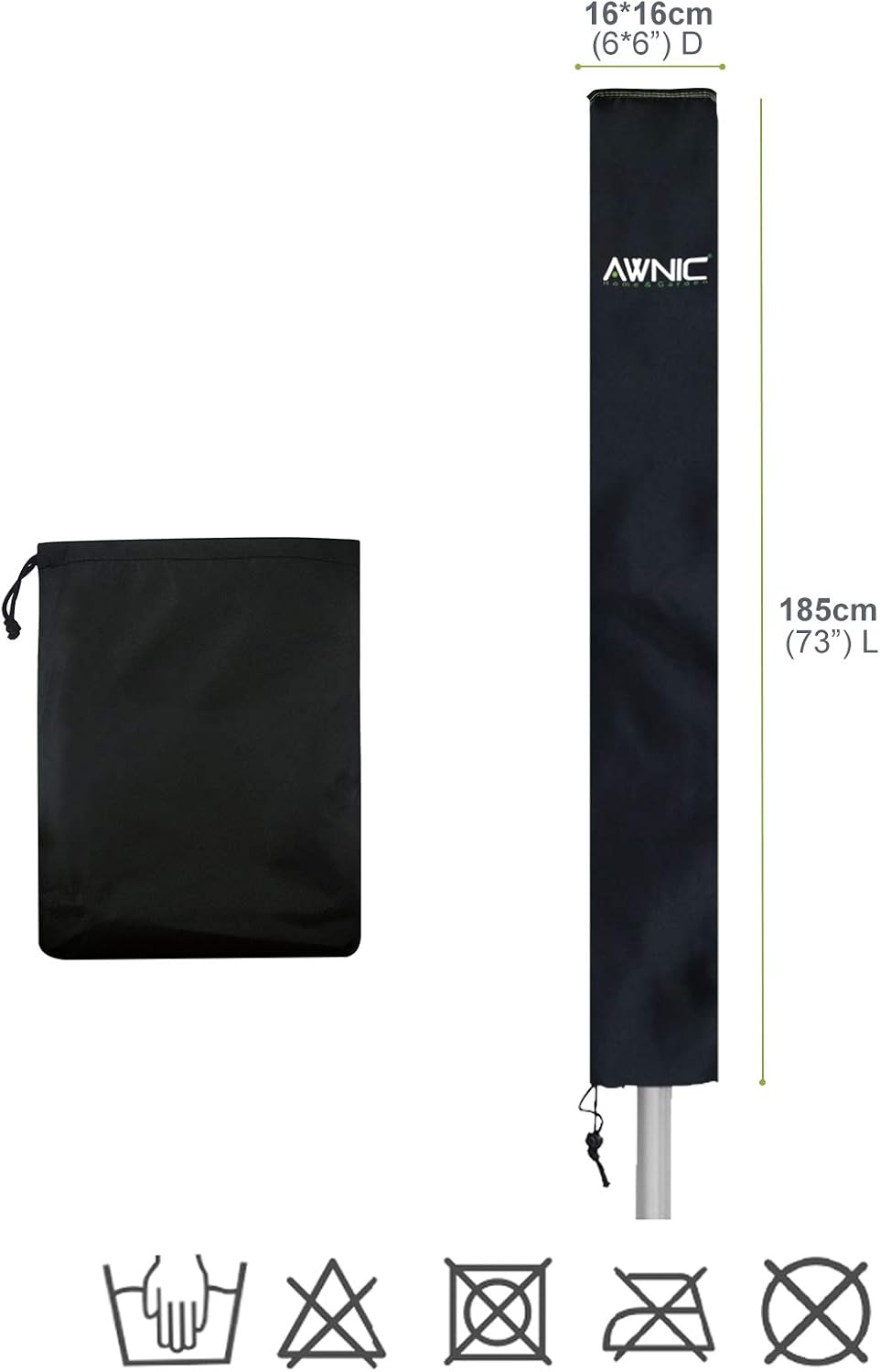 Detalle de AWNIC JL2208 wasrekhoes, waterdicht Oxford 420D, 185 x 16 x 16 cm