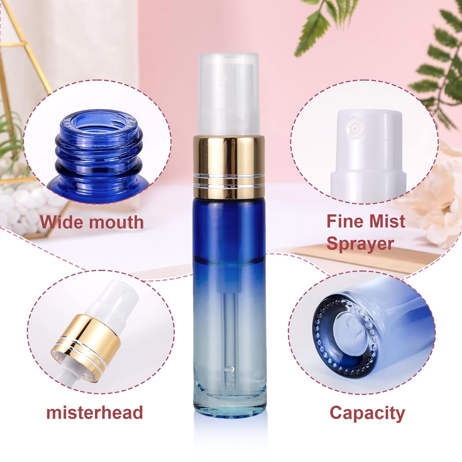 Thumbnail 2 de Unxuey 8 Pack 10ml Mini Travel Spray Bottles (Glass, Leak-Proof, Fine Mist)
