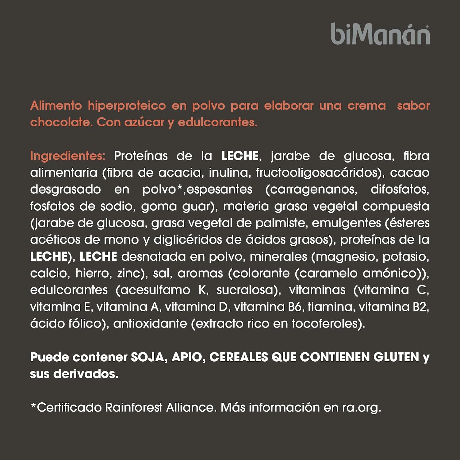 Thumbnail 5 de BIMANÁN Crema Hiperproteica chocolate 360 g