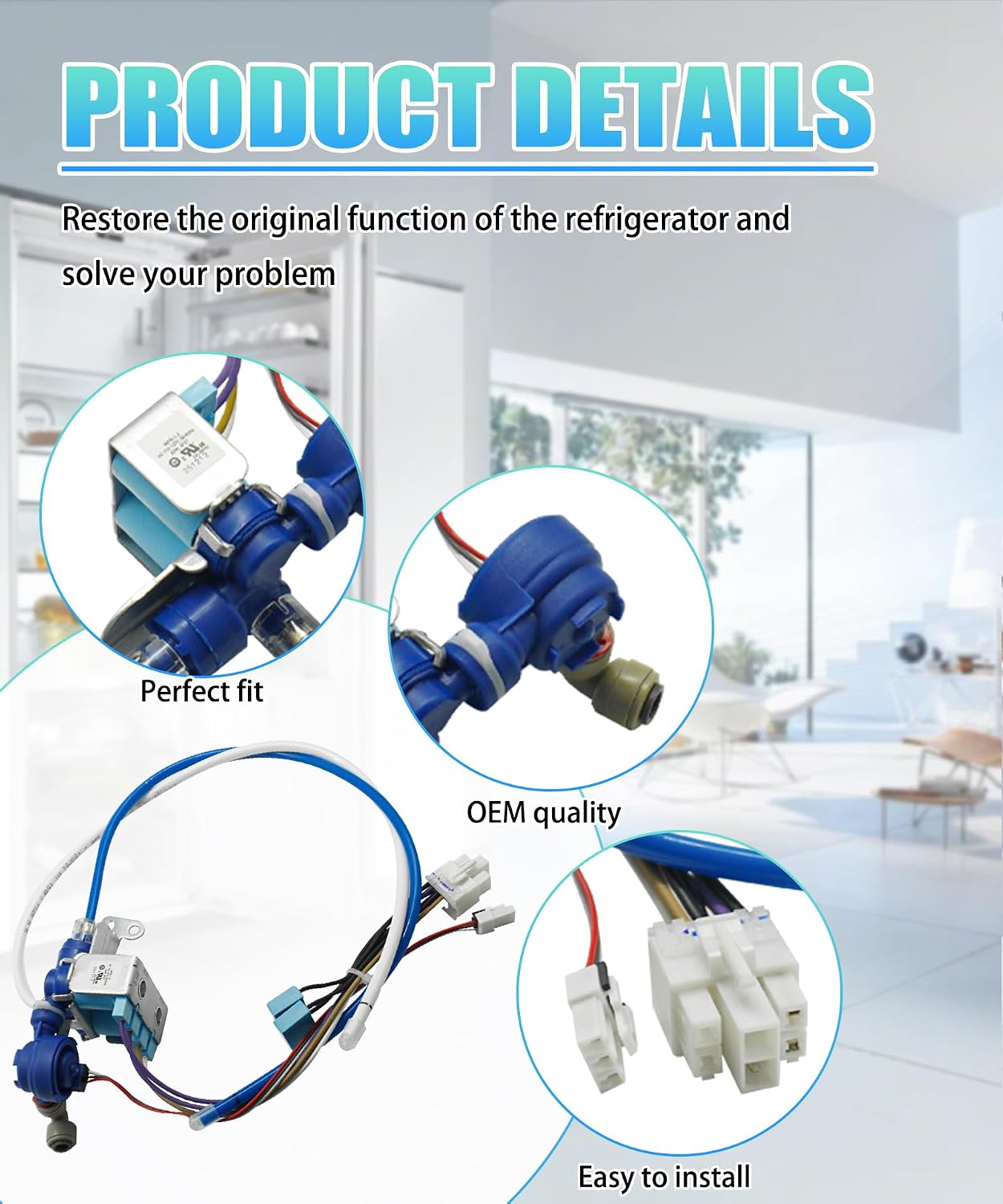 Detalle 2 de kakeken DA62-04027A 2-Way Refrigerator Water Inlet Valve with Adjustable Tubes