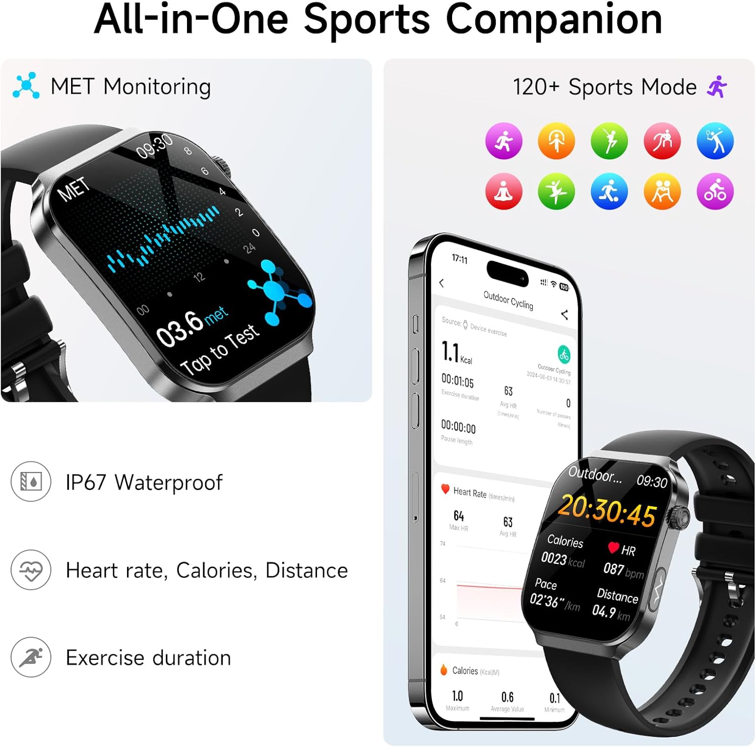 Thumbnail 5 de 2026 Smart Watch for Men with ECG+HRV, Blood Pressure, 2.2" 3D-Curved Display and Bluetooth Calling