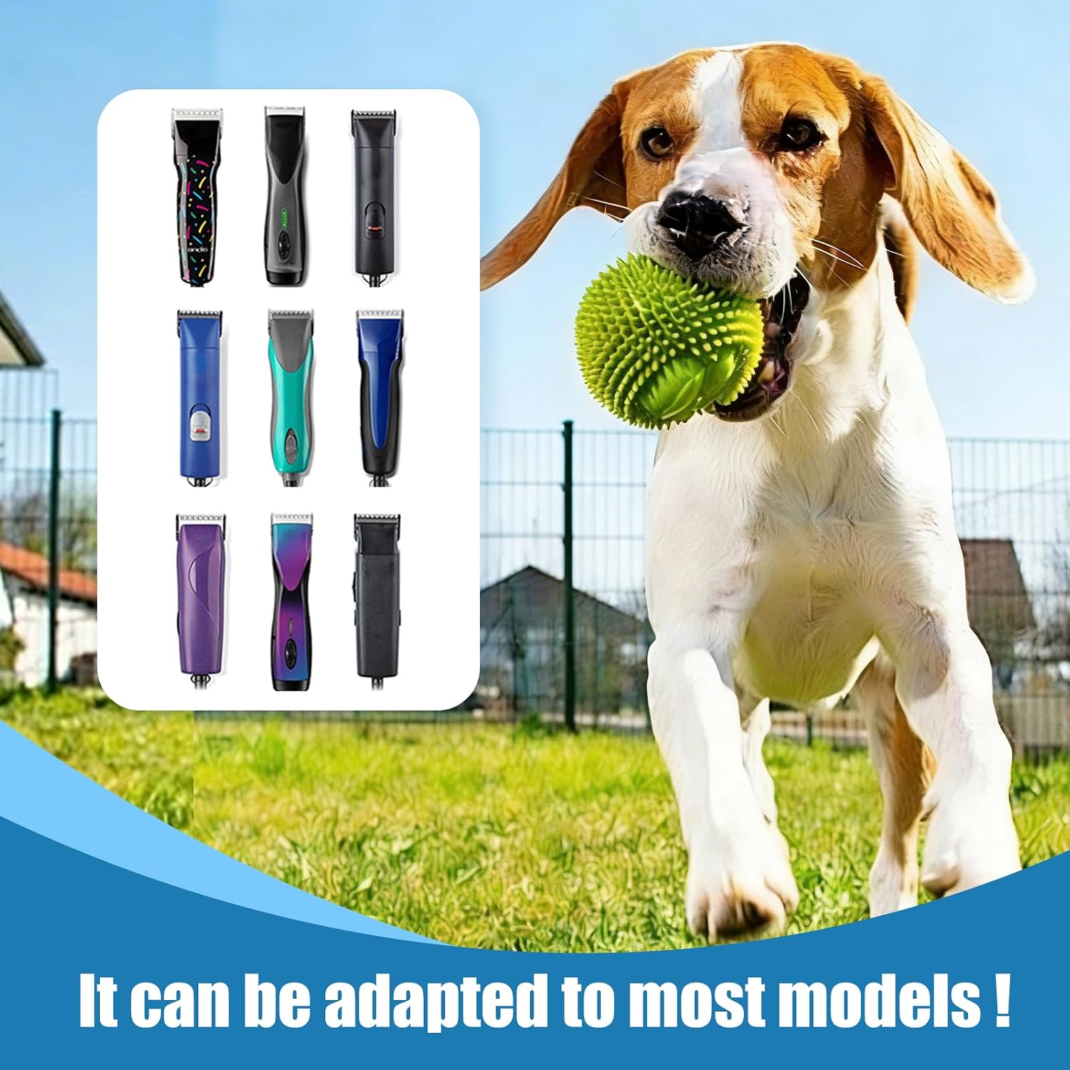 Detalle de ZATEIRL 7-Pack Detachable Dog Grooming Clipper Blades with Case – Silver Stainless Steel